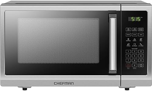 Chefman 0.9 Cu. Ft. 900W Microwave with 6 Presets, 1.8L 1500W Electric Kettle with Rapid Boil Technology and Blue LED Lights