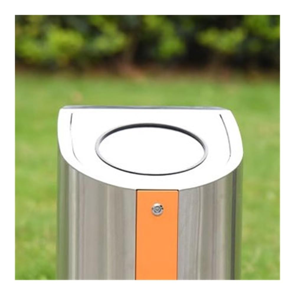 Outdoor Trash Can, Commercial Household with Lid Trash Can Stainless Steel Outdoor Small Rubbish Bin