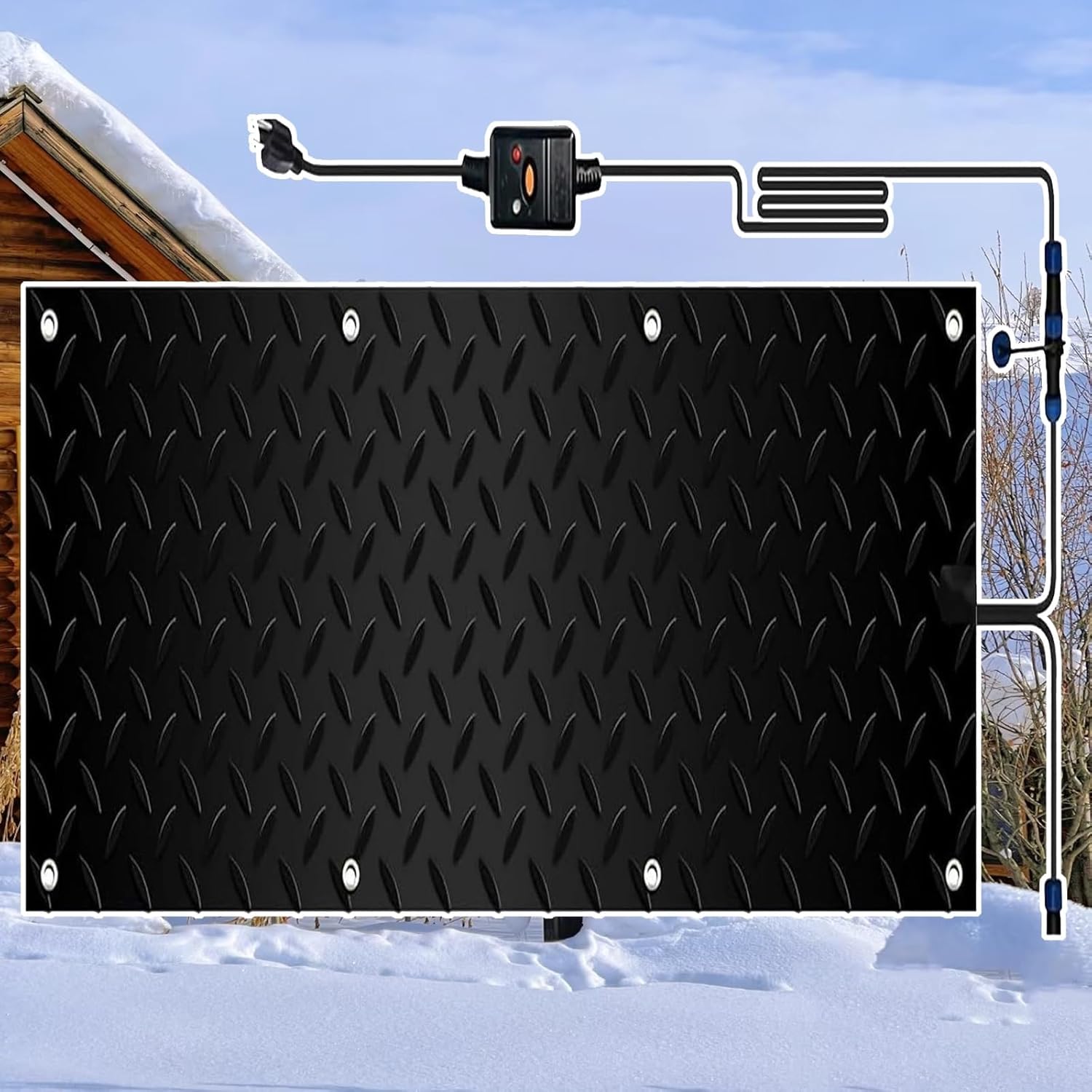 Heated sidewalk snow and ice melting mats, 1/2/3/4/5-piece snow melting sidewalk mats, outdoor non-slip snow melting mats, driveway snow melting stair mats, suitable for sidewalks and decks(1 Pcs,30x9