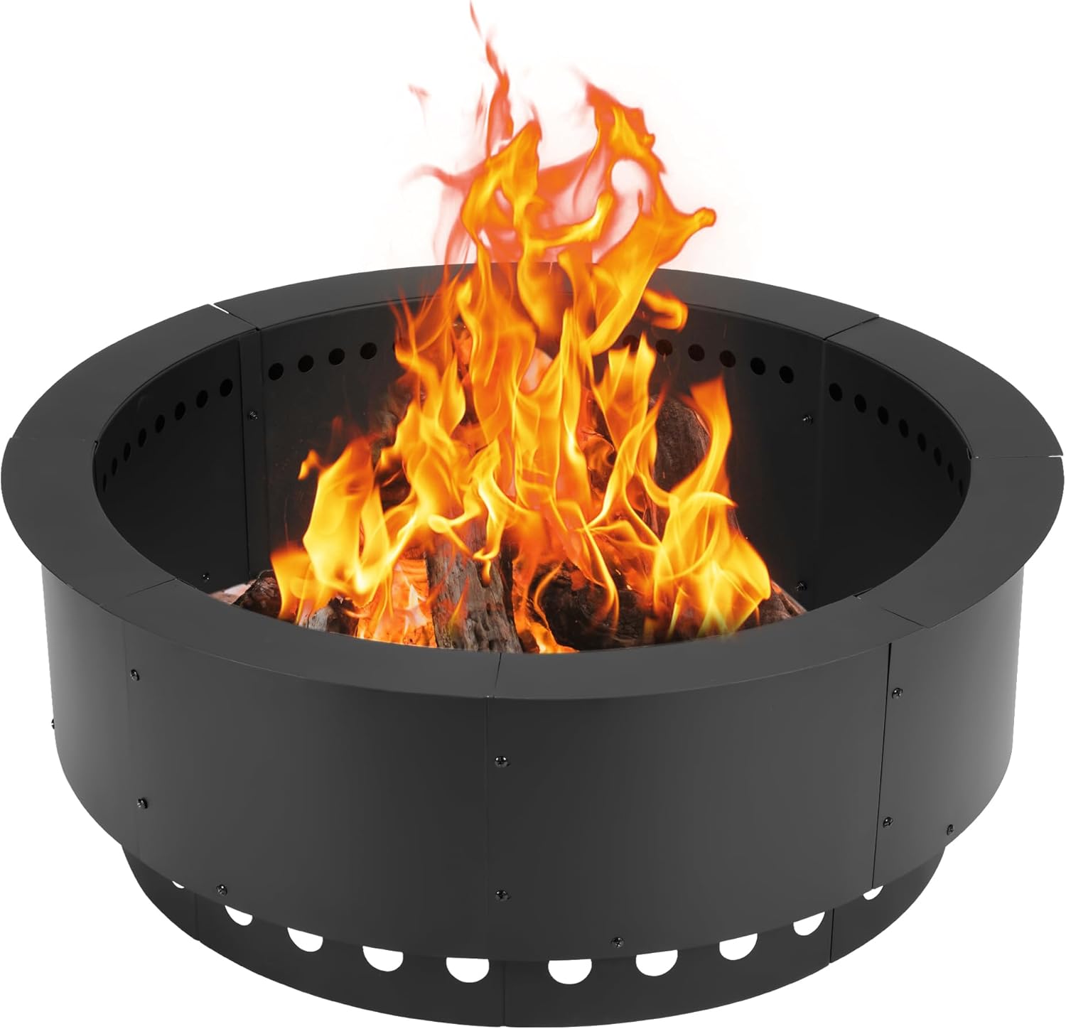 BPS Metal Fire Pit, 37 Inch Outer/30 Inch Inner Smokeless Double-Layer Outdoor Firepit for Backyard Wood Burning, Campfire