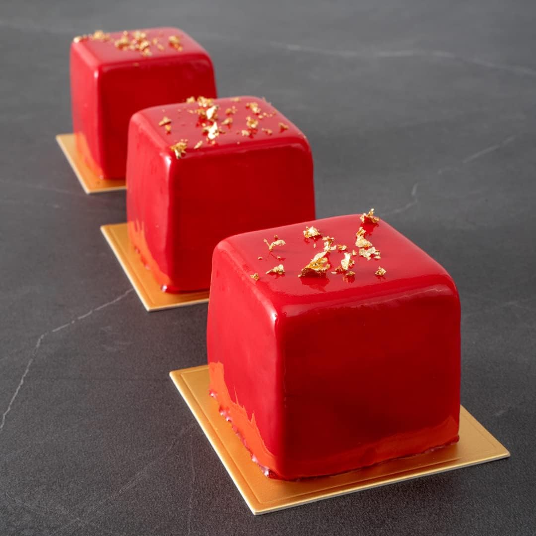 Pastry Tek 8 Cavities Square Cupcake Pans, 10 Oven-Ready Square Molds - Flexible, Freezable, White Silicone Petit Four Molds, Easy Release, For Baking - Restaurantware