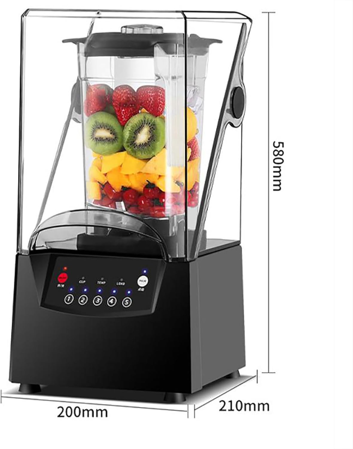 Blenders for Kitchen, 2200W Commercial Slushy Machine with Soundproof Cover, 5 Timer Presets And 17000 RPM Speed Adjustable, 2000ml Large Capacity and Fast Blend, for Bars, Cafes And Restaurants
