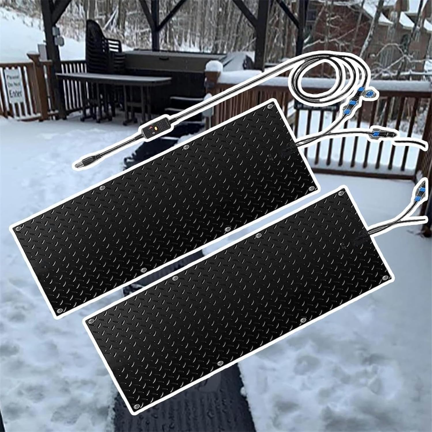 AMNOOL Snow Melting Walkway Mat Roof Heat Panel for Ice Dams Non Slip Rubber Heated Mat Black Roof Heated Outdoor Mats for Winter
