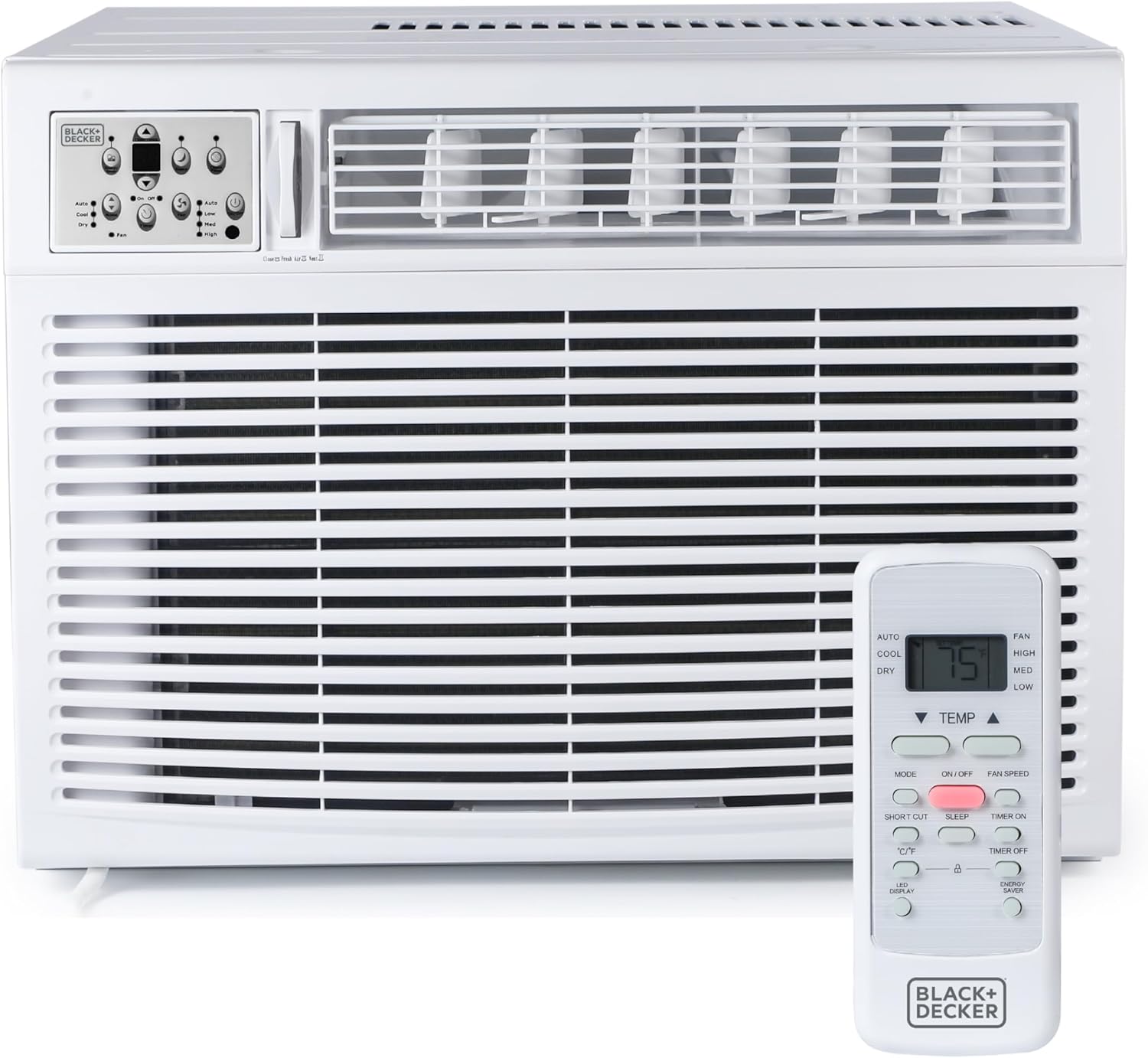 BLACK+DECKER Window or Through The Wall Air Conditioner 18000 BTU, AC Window Unit Cools Up to 1000 Square Feet, Window AC Unit with Remote Control, 3 Cooling Speeds and Fan Only, BD18WT6, White
