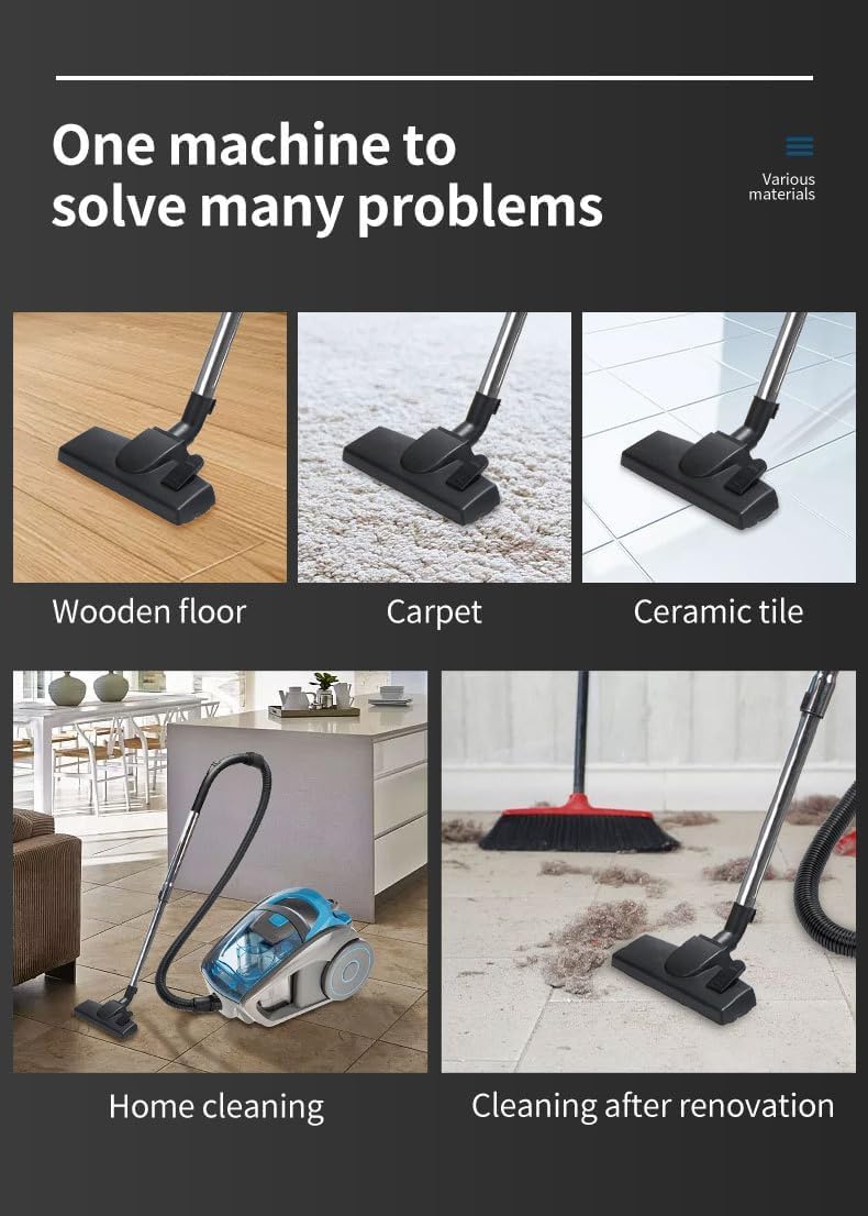 Cyclonic Bagless Cylinder Vacuum Cleaner, Lightweight and Low Noise, Extendable Hose, Carpet and Hard Floor Cleaner