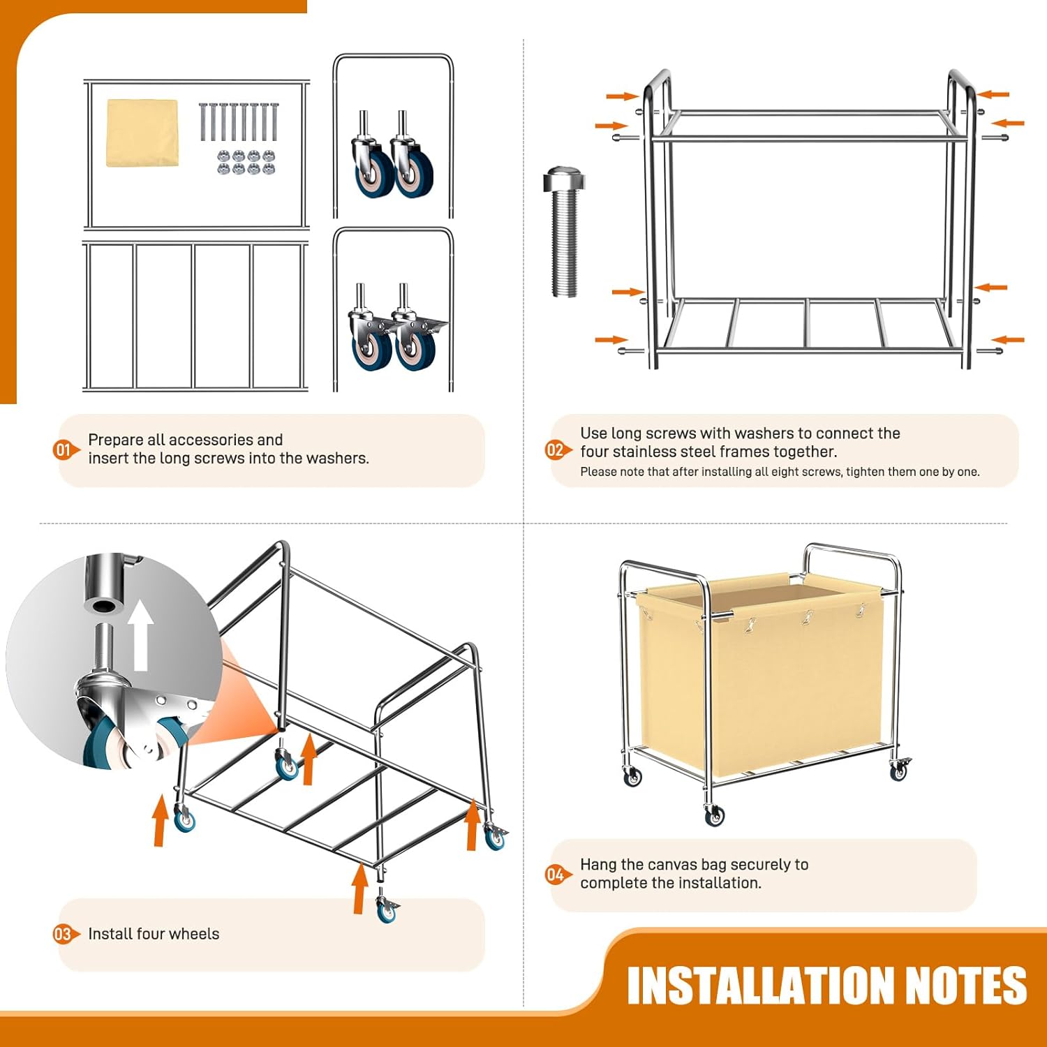 Commercial Laundry Cart with Wheels, 400L Heavy Duty Laundry Cart on Wheels for Home & Hotel, Waterproof Oxford, Sturdy Steel Frame, Easy to Install(Beige)