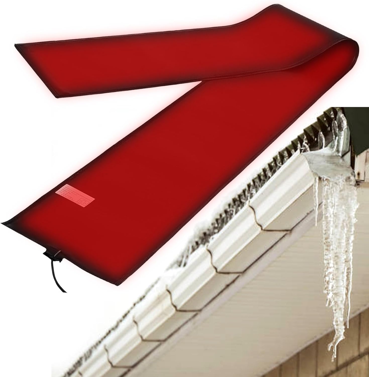 Heated Snow Melting Mats Outdoor,50℃/122℉ Flexible Heat Panels for Roof Gutter,12cm×75/180/360/500/610/760cm Ice Melts Pads for Roof & Valley Ice Dam,Plug-and-Play,360cm/11.8ft