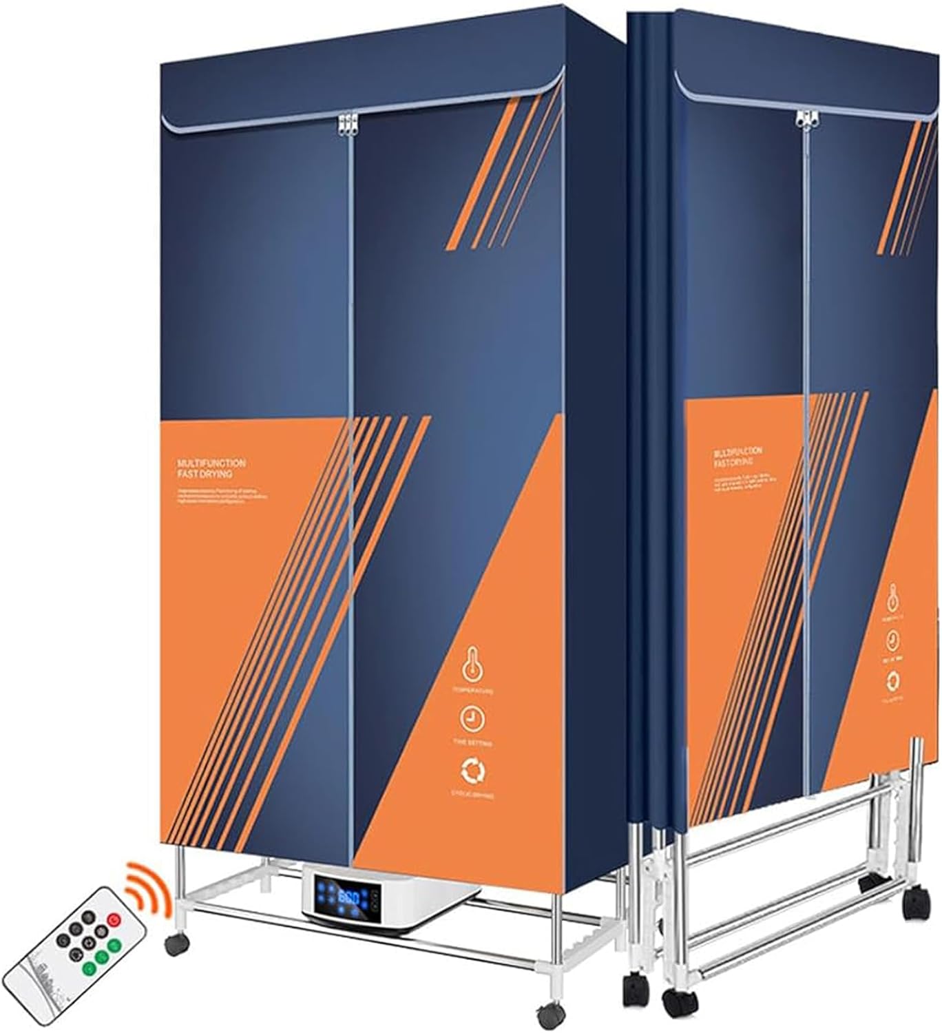 Portable Clothes Dryer Electric Drying Racks, Fast Dry Clothes Drying Rack Machine, with Warm Air Drying Wardrobe with Dustproof Cloth Curtain for Apartments Home Laundry