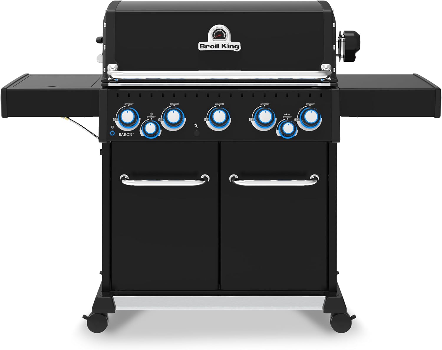 Broil King 675144 Baron 590 Pro Shadow 5-Burner Propane Gas Grill in Black with Side Burner and Rear Rotisserie Burner