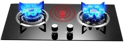 2 Burner Camping Stove, Cavity High-fire Wok Burner,Portable Propane Gas Cooktop with Regulator and Hose,for Backyard Picnic Use