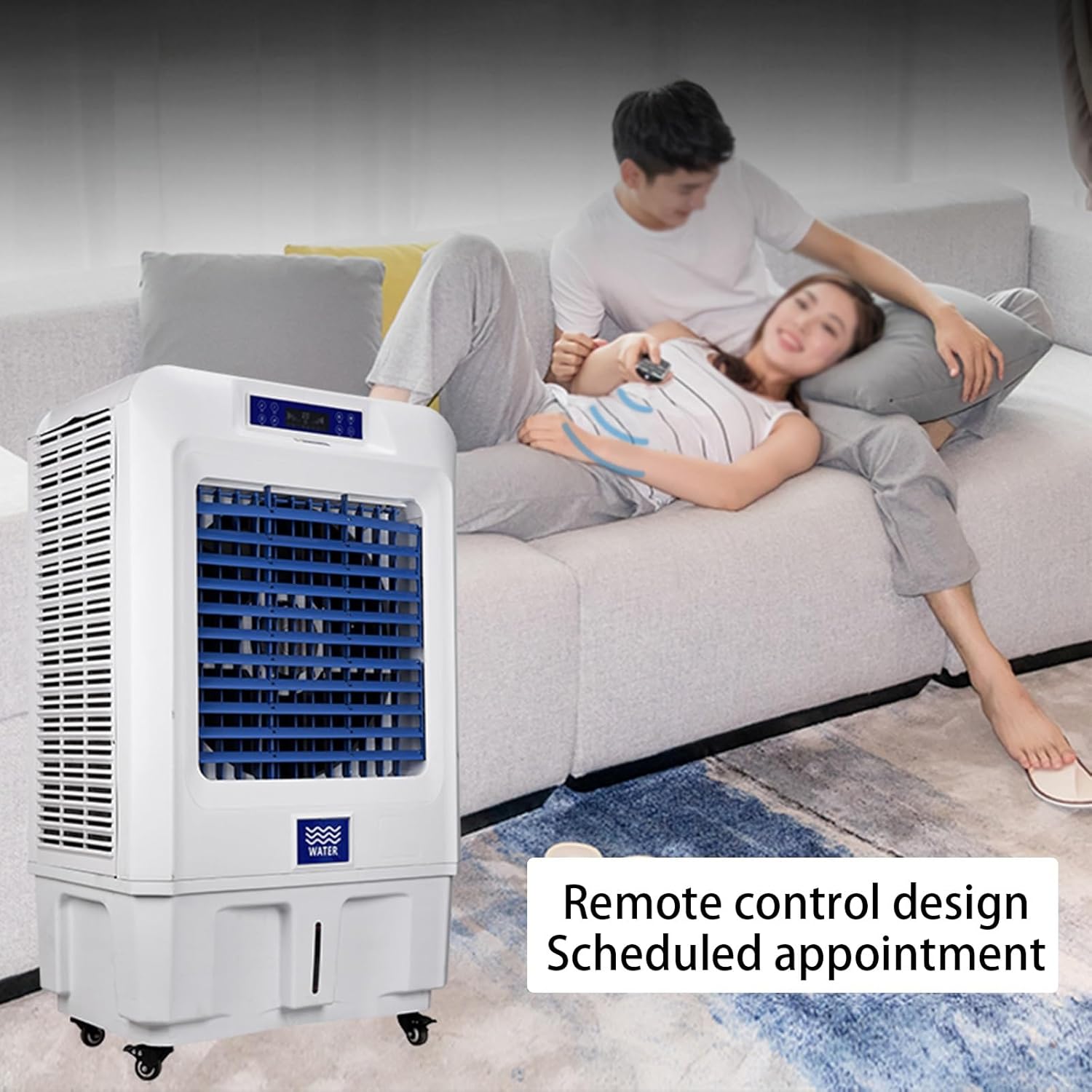 Evaporative Air Cooler, 3-Speed Swamp Cooler with Timer and Water Tank, Portable Windowless Air Conditioner for Room Office