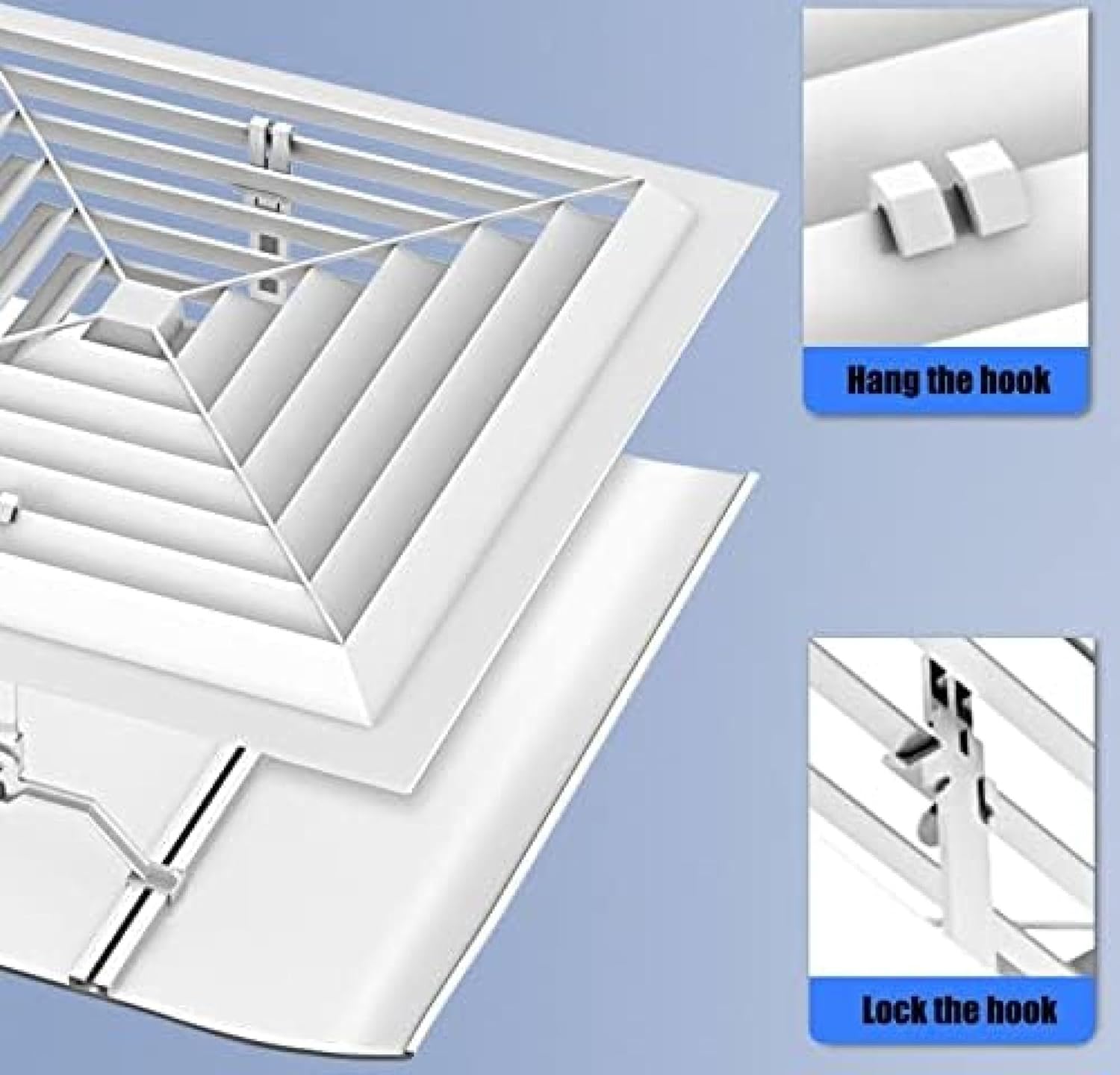Air Conditioner Vent Deflector, Adjustable Square Angle Cover for Ceiling AC Vents, Easy to Install, Ideal for Commercial Office Use