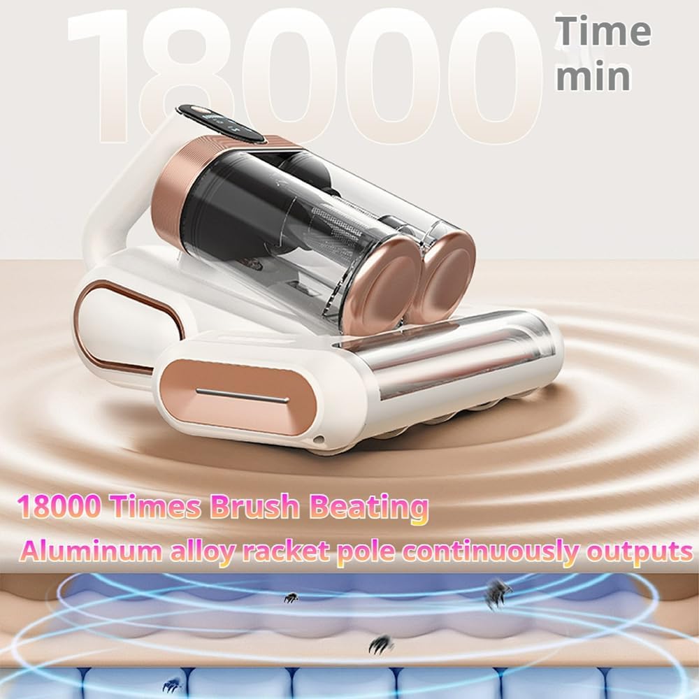 Amroo Bed Vacuum, Amroo Mattress Vacuum, with 253.7nm Uv-C Light, 16kpa Strong Suction, Hepa Filter, Effectively Clean Up Bed/Mattress/Sofa/Carpet (Yellow)