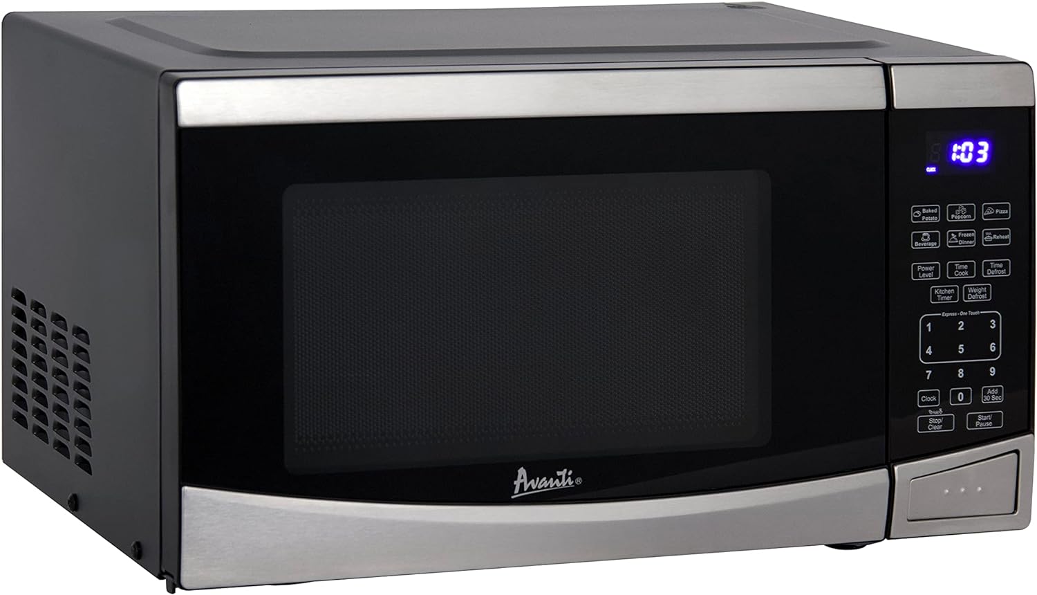 Avanti Microwave Oven 900-Watts Compact with 10 Power Levels and 6 Pre Cooking Settings, Speed Defrost, Electronic Control Panel and Glass Turntable, 0.9-Cu.Ft., Stainless Steel