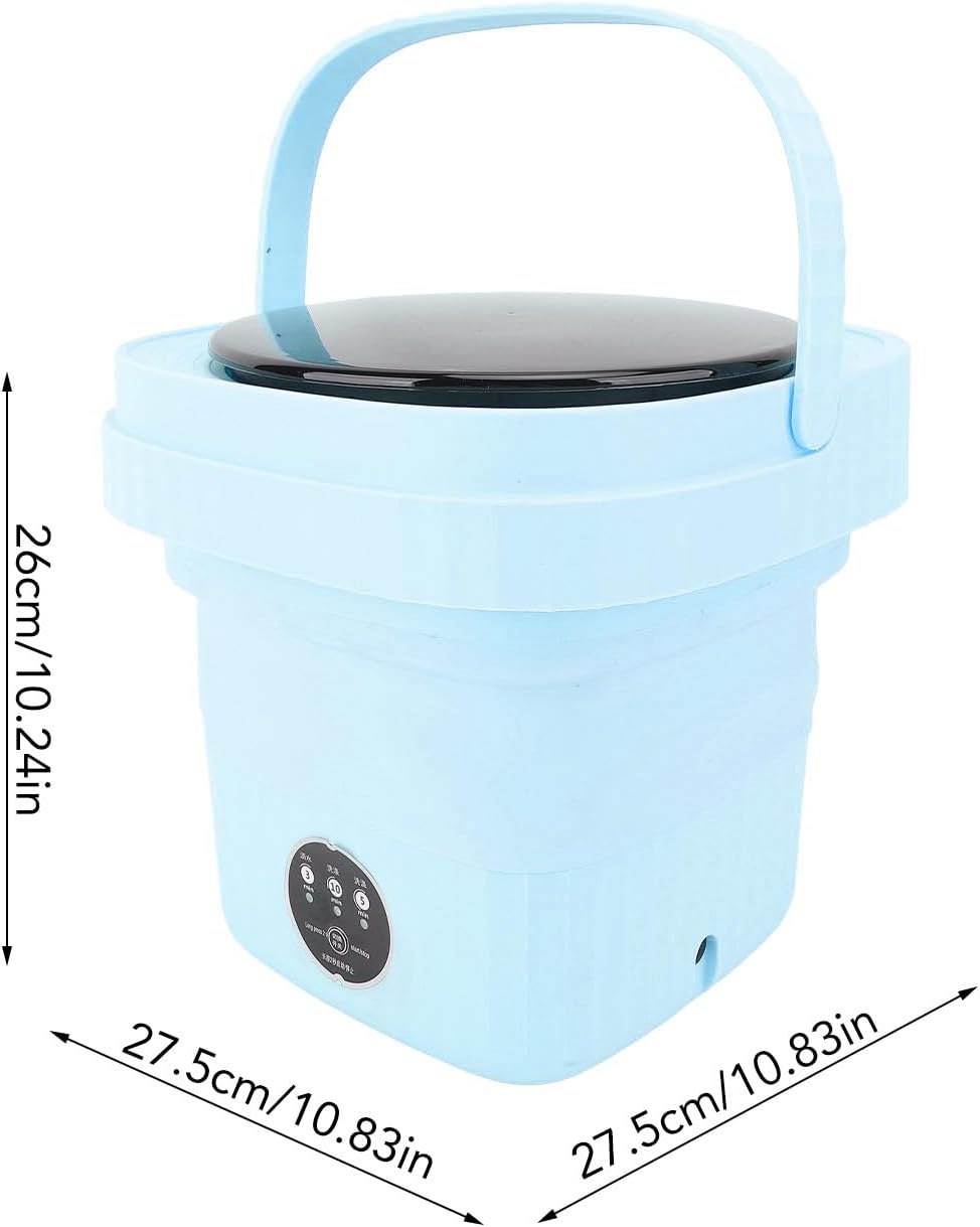 Portable Washing Machine 6L Foldable IPX4 Waterproof Mini Laundry Washer, Portable Travel Apartment Washer Mini Foldable Washer (US Plug)(Blue)
