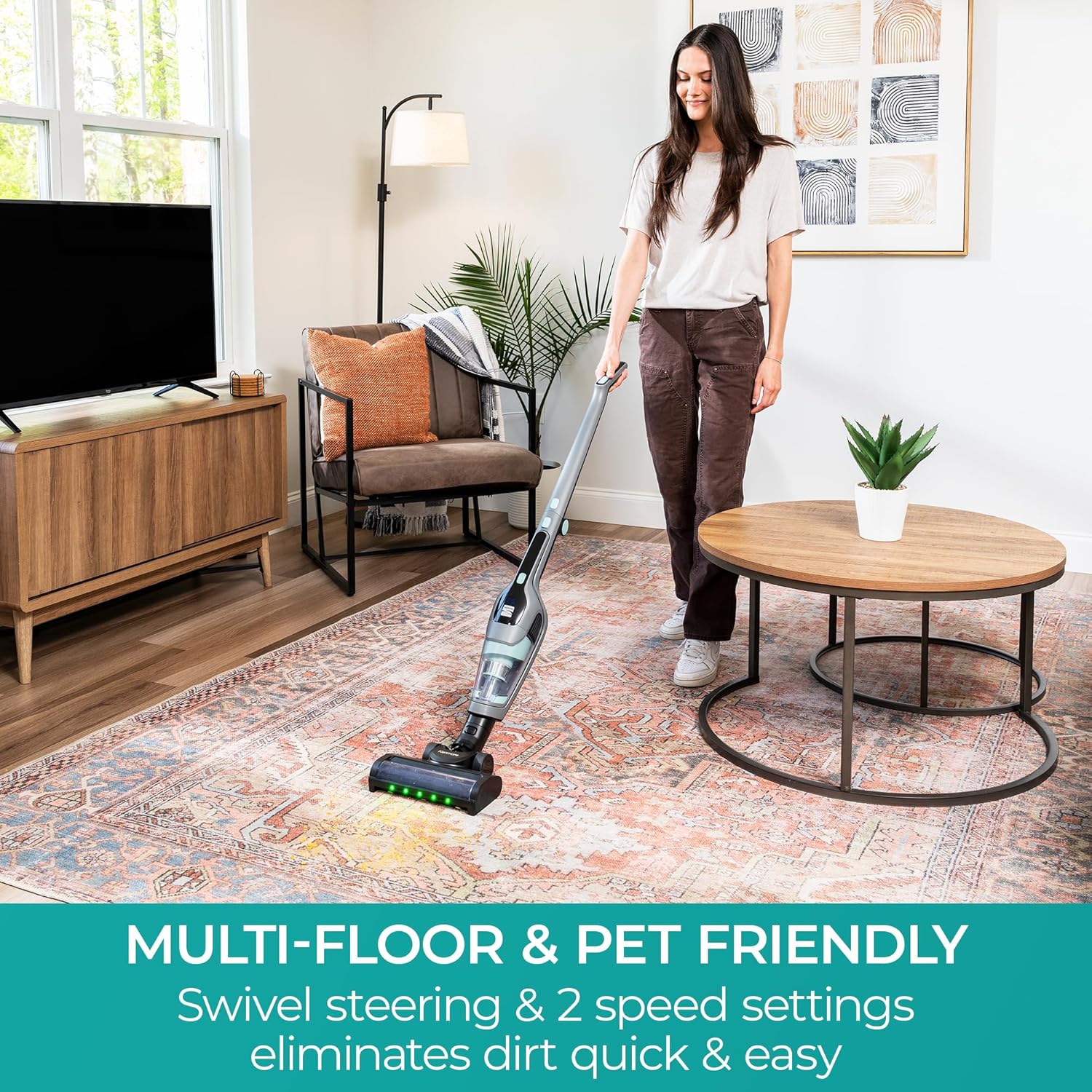 Kenmore 200 Series DS2010 Cordless Stick Vacuum Lightweight Cleaner 2-Speed Power Suction LED Headlight 2-in-1 Handheld for Hardwood Floor, Carpet & Pet Hair