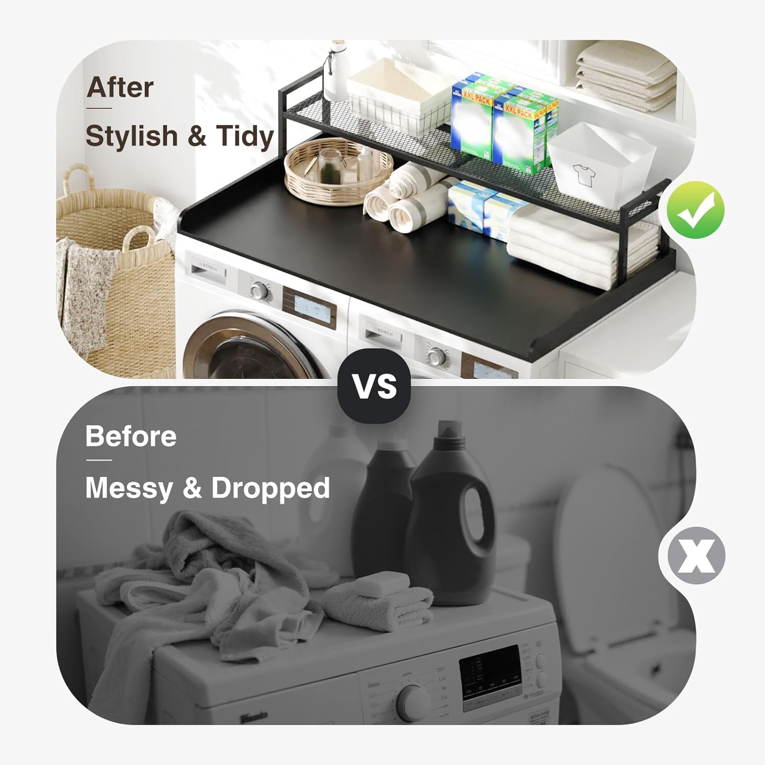 Washer Dryer Countertop with Shelf, 54