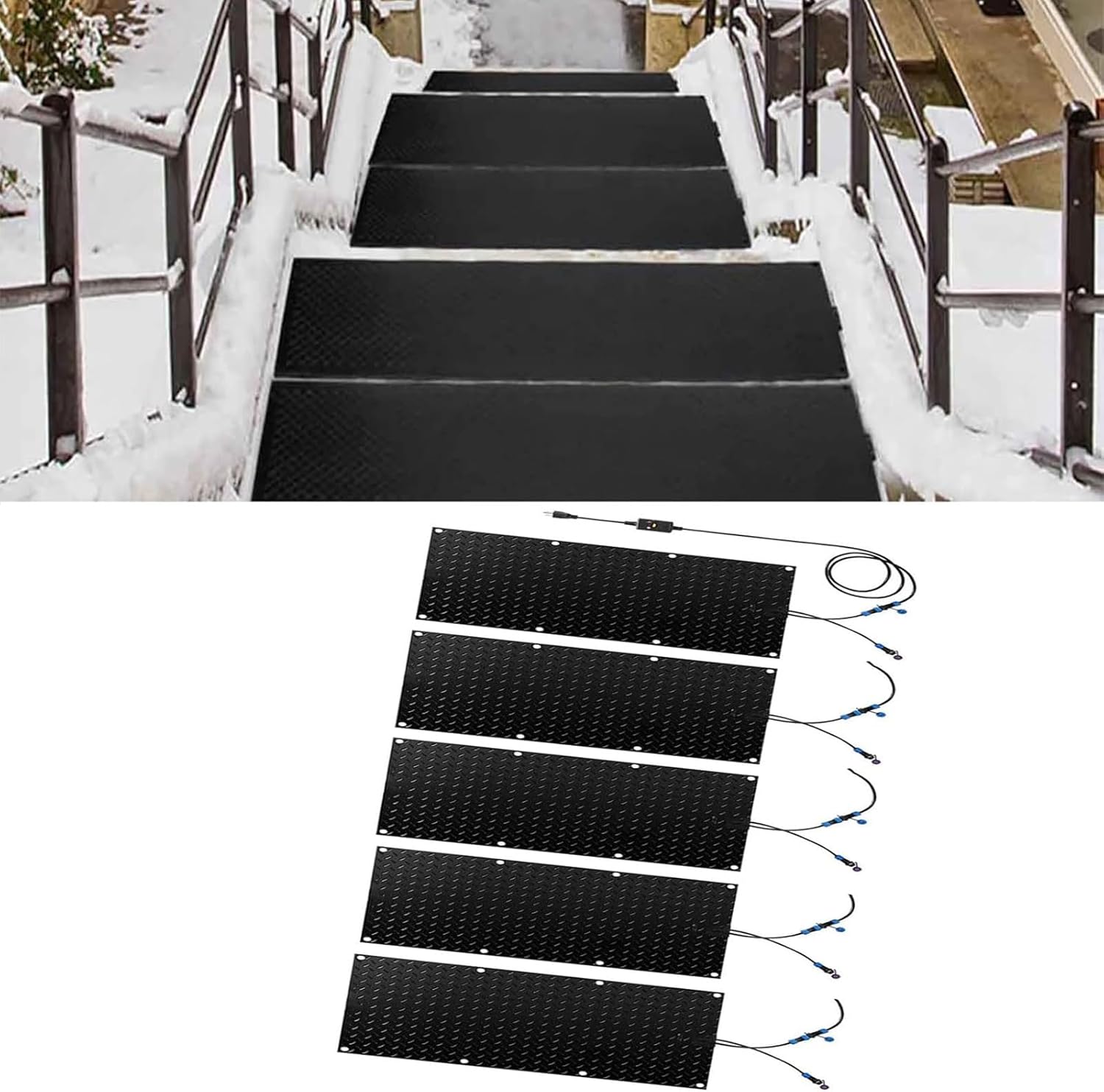 Heated Snow Melting mat, Heated Snow Melting Entrance mat, Electric Snow Melting Mats, for Winter Outdoor Stairs, Steps, Doorways, Walkways, Driveway(5 Pcs,40x200cm/15.7x79in)