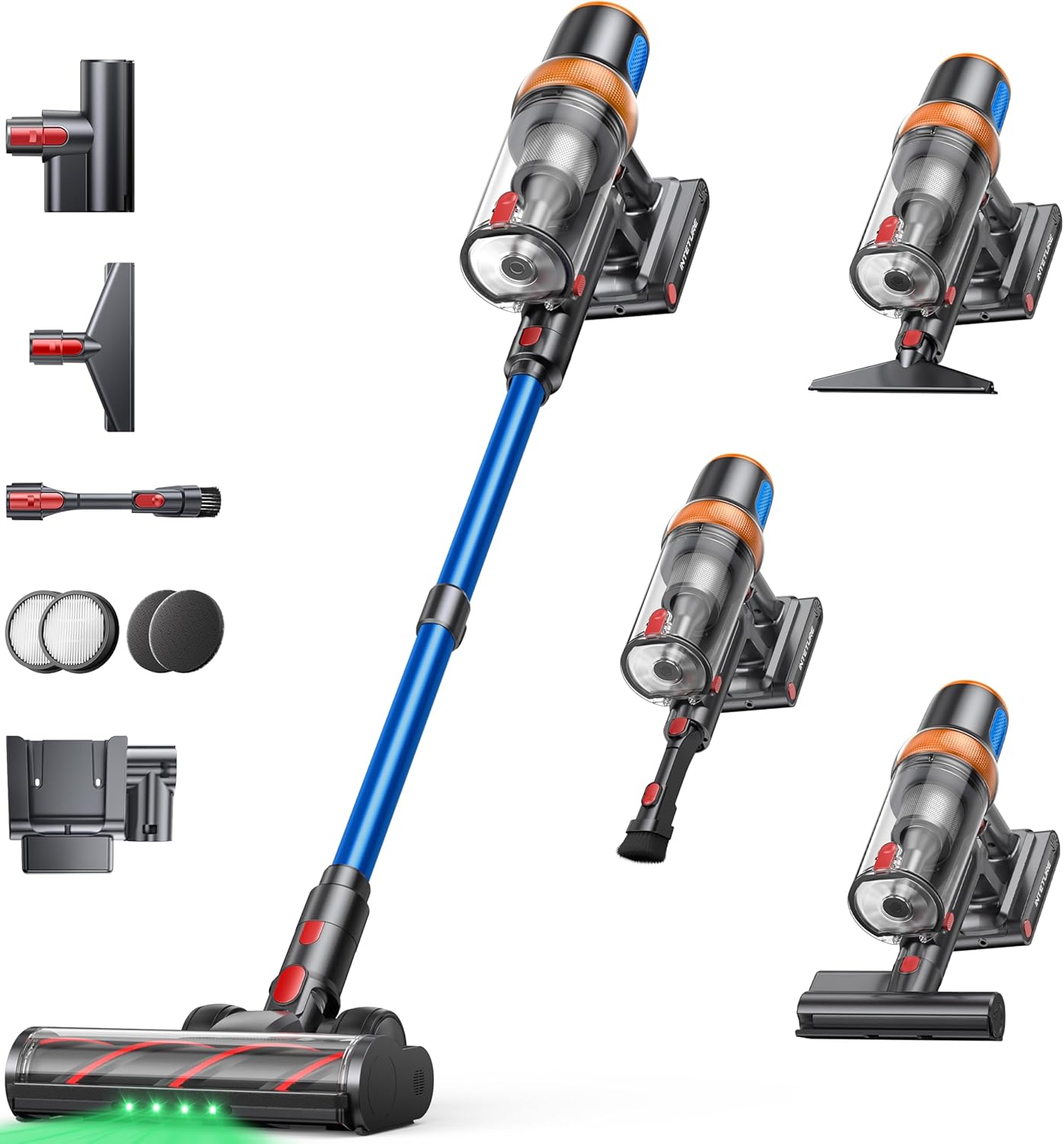 Cordless Vacuum Cleaner, 600W 50KPA 65Mins Vacuum Cleaners for Home, Upgraded Stick Vacuum with Extra Mattress Cleaning Tool, Self-Standing, Anti-Tangled Vacuum Cordless for Pet Hair/Floors/Carpets
