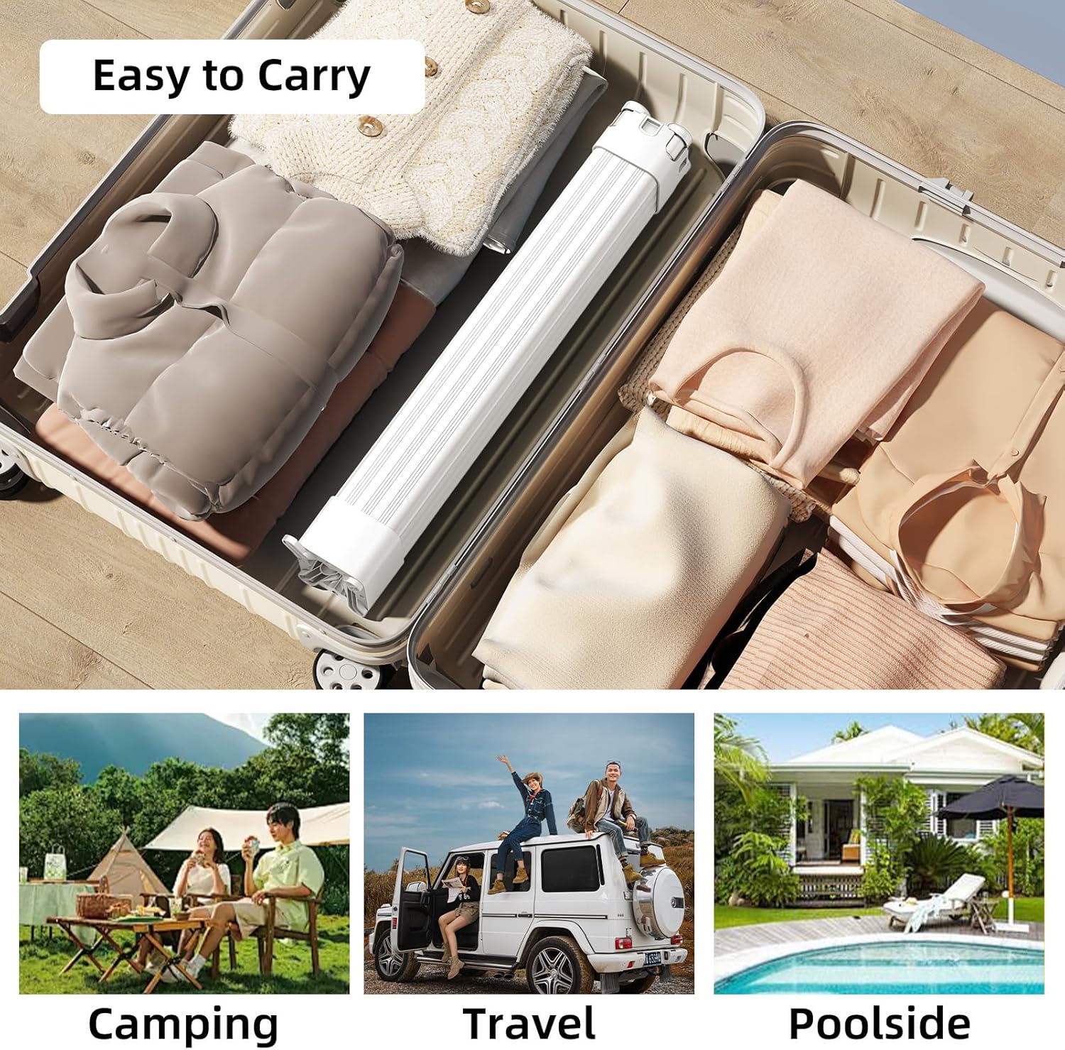 BIREN Clothes Drying Rack Foldable Extending Laundry Rack with 16 Clips Collapsible Clothing Rack Space-Saving Clothing Racks for Hanging Clothes, Indoor, Camping, Balcony, Outdoor