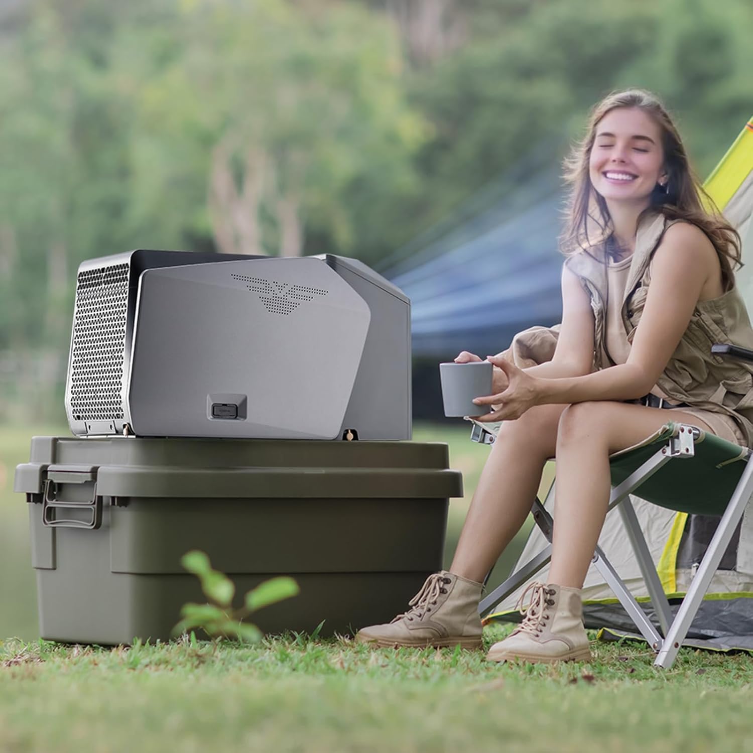 VEVOR Portable Air Conditioner, 5000 BTU 3-Speed Air Conditioning Unit with 24H Timer, Air Portable AC Adjustable from 16-32℃, Compatible with AC/DC 48V for Outdoor Tent Camping, RVs or Home Use, Grey