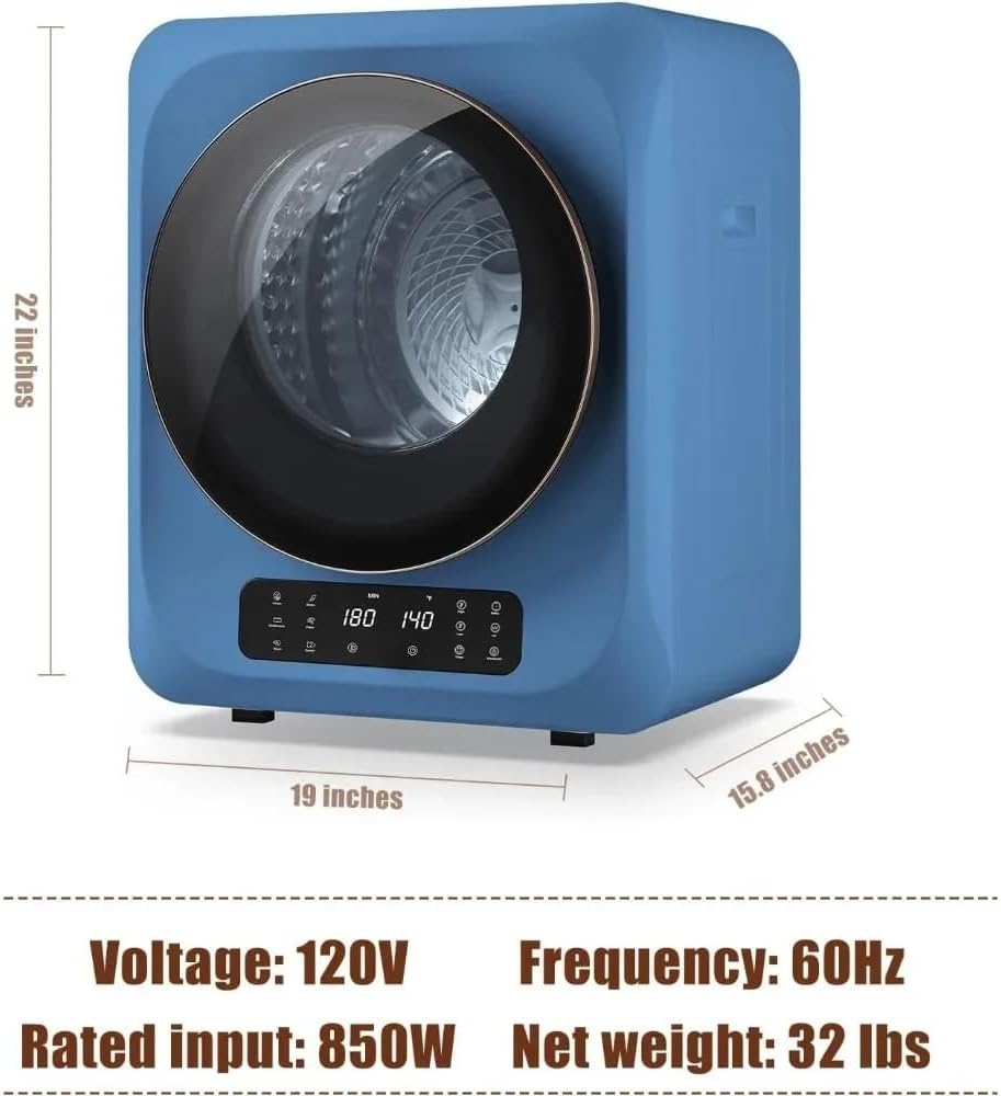 1.5 Cu.Ft Portable Dryer, LCD Control Panel, 5 Modes, 850W 10 Lbs Front Load Small Electric Dryer for Apartment, Laundry, RVs(Gray)