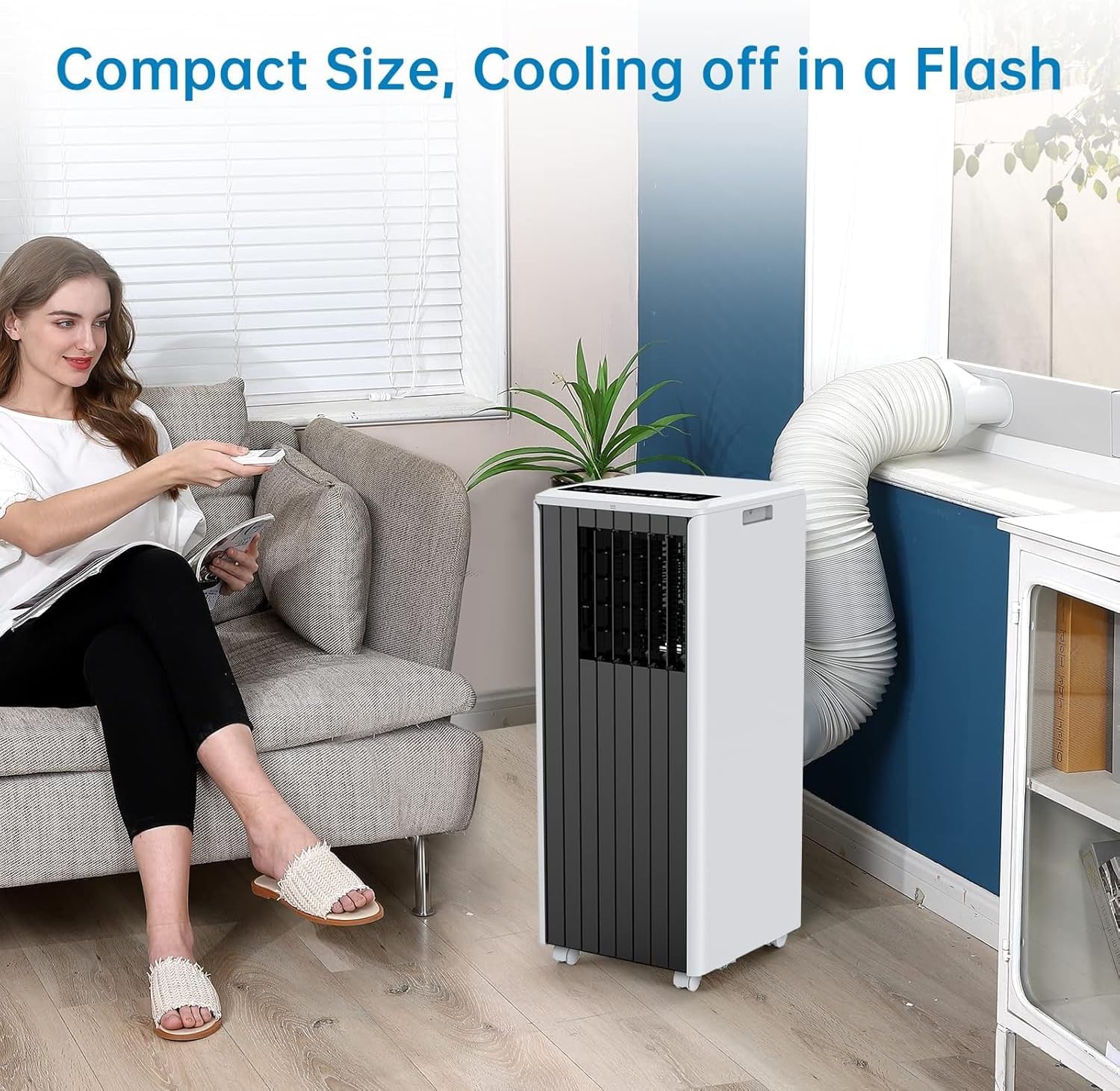 8000 BTUs Portable Air Conditioner 3-in-1 - AC/Dehumidifier/Fan for Rooms Up to 350 Sq.Ft, Window Kit & Remote, 24H Timer, for Garage, Bedroom, Office