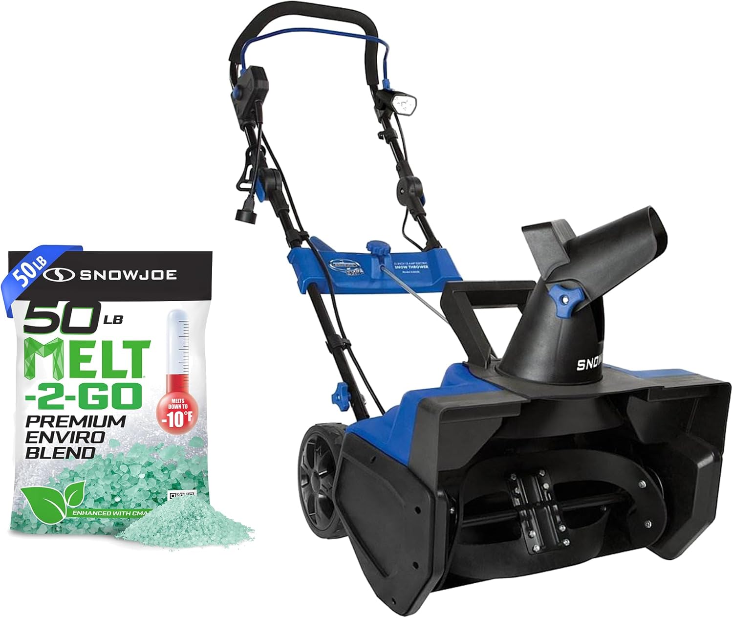 Snow Joe Premium Ice Melt with Snow Joe Electric Snow Thrower, Fast-Acting, Blue