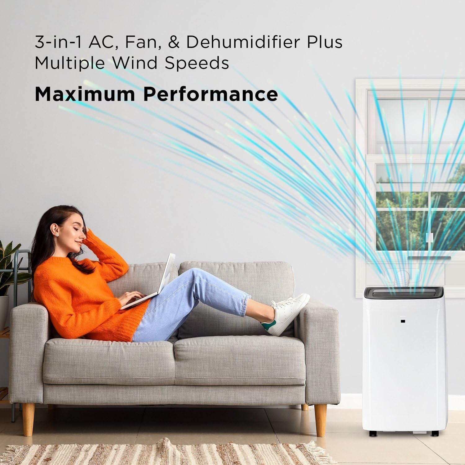 TCL H8P36W 8,000 SACC BTU Smart Portable Air Conditioner, Fan & Dehumidifier, 350 Sq. Ft, Remote Control, Compatible with Alexa/Google Assistant, Install Kit Included, White