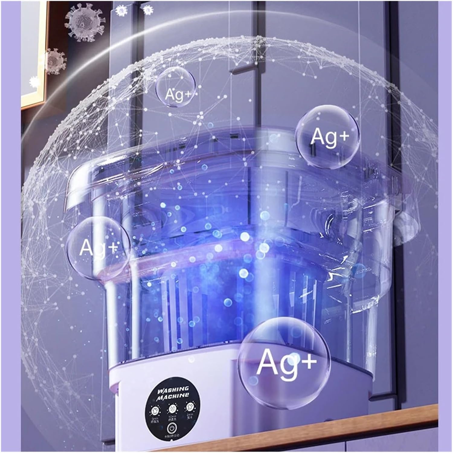 Portable Small Foldable Washing Machine with Spin Dryer For Socks Underwear Panties Washer Household Mini Washing Machine,for Travel,Camping, RV & Dorms