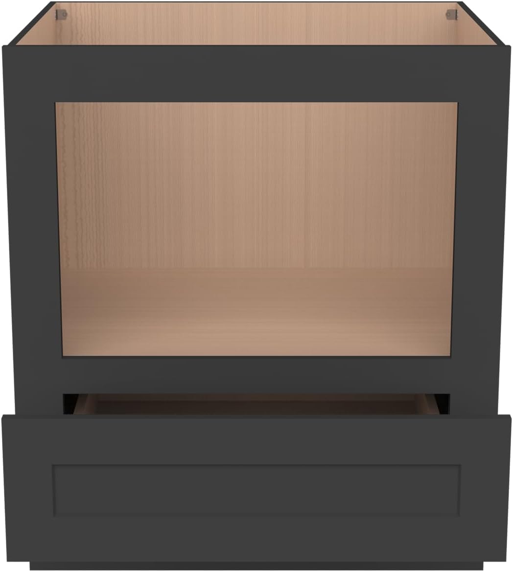 Microwave Base Cabinet – Solid Wood Shaker Style Kitchen Storage Base Unit with Drawer & Soft-Close Doors, RTA Pantry Cupboard for Dining Room, Coffee Bar 30