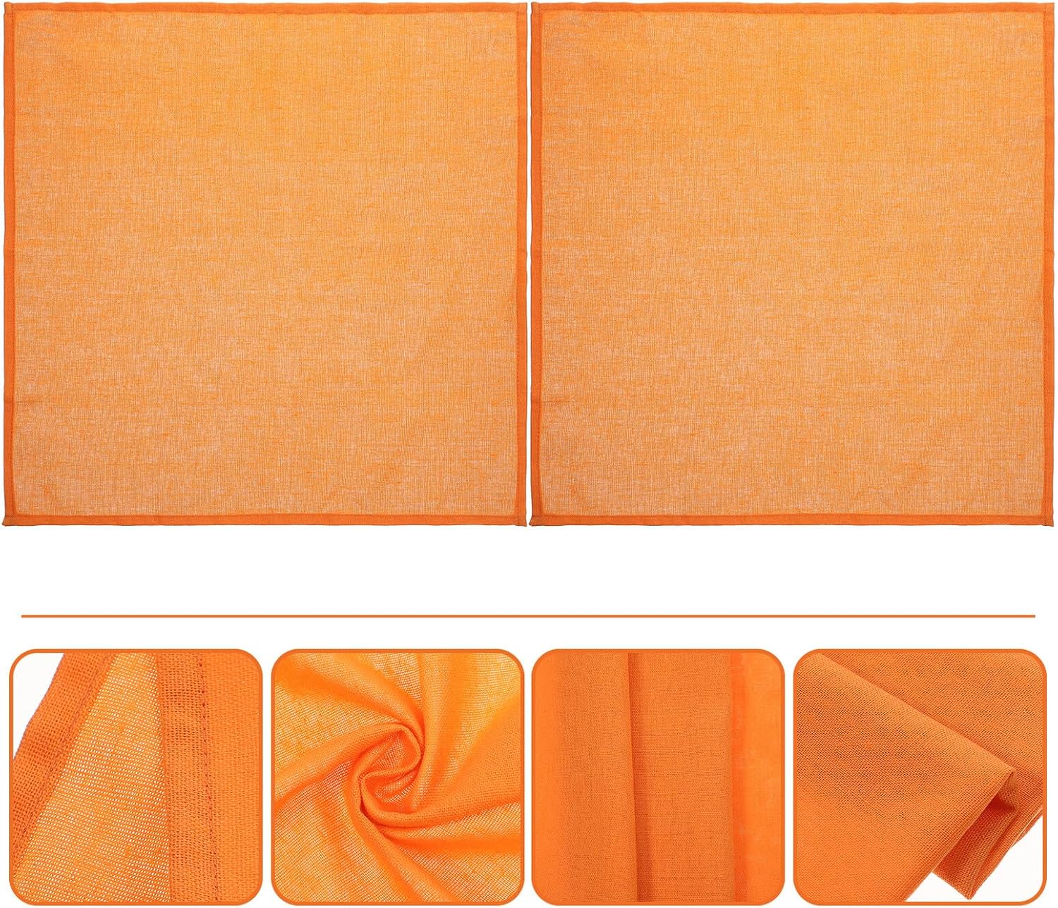 Insulated Table Mat and Dining Napkin Set, 2pcs Orange Cotton-Linen Blend, Wear-Resistant Decorative Placemat for Kitchen and Restaurant Use