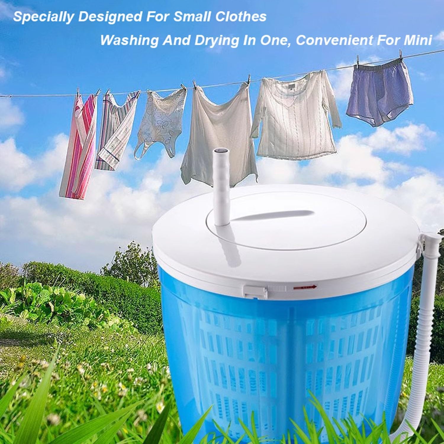 Portable Camping Washing Machine, Small Laundry Washer for Space-Saving Convenience, Washing Machines Perfect for On-The-Go Use Underwear, Socks, Baby Clothes