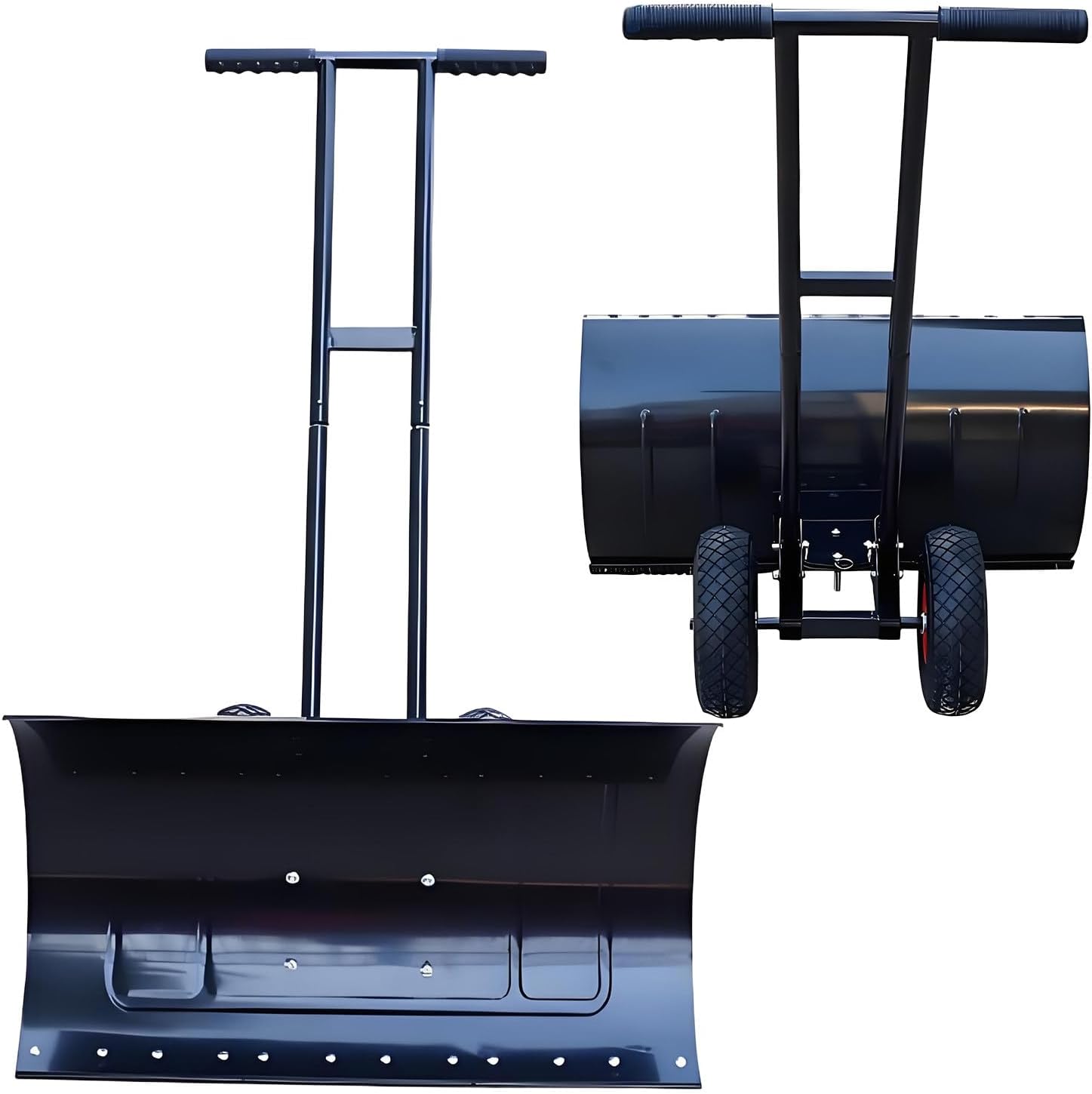 Metal Snow Shovel with Wheels-29 Wide Blade & 10