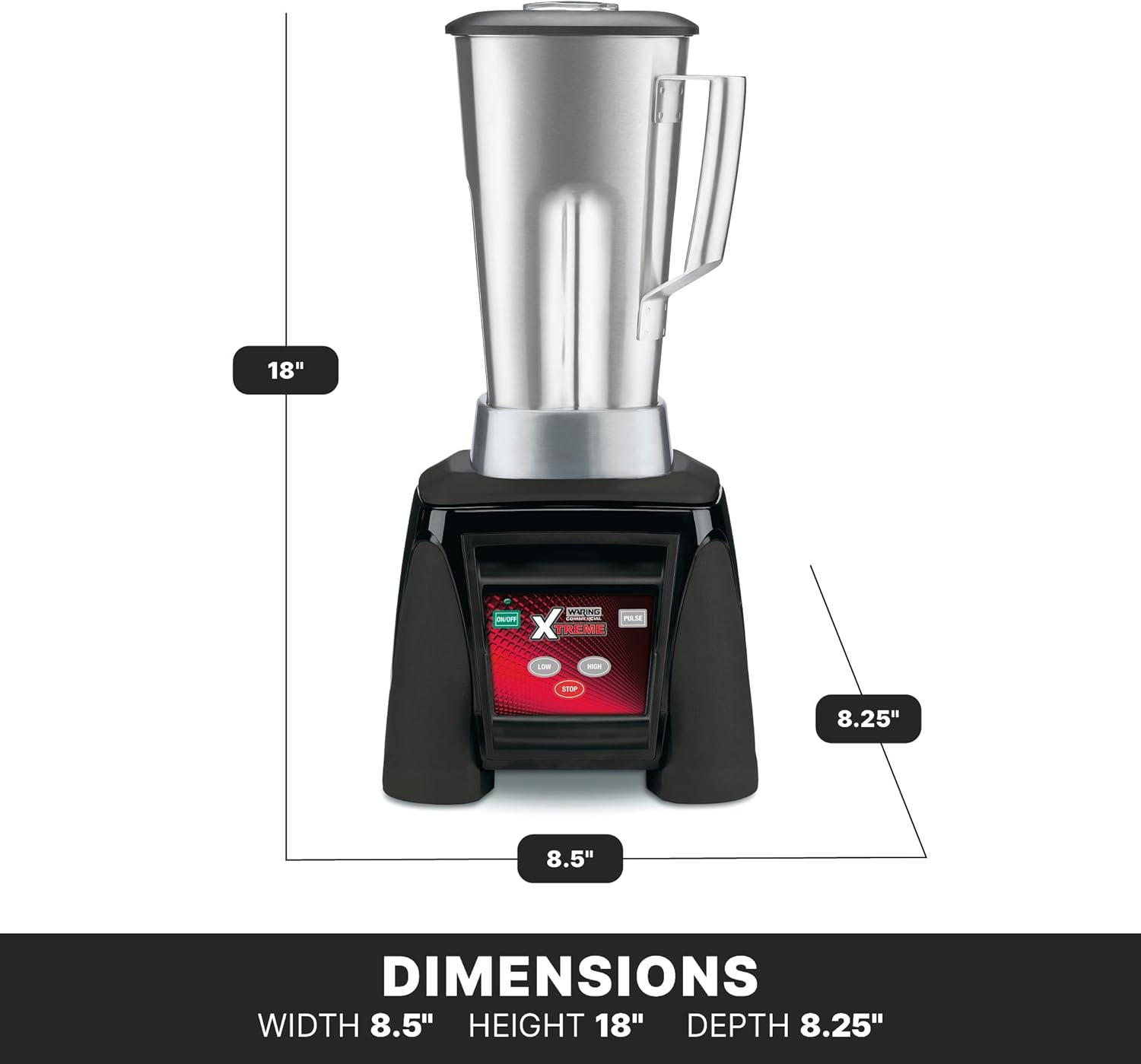 Waring Commercial MX1050XTS 3.5 HP Blender with Electronic Keypad Controls, Pulse Feature and a 64 oz. Stainless Steel Container, 120V, 5-15 Phase Plug