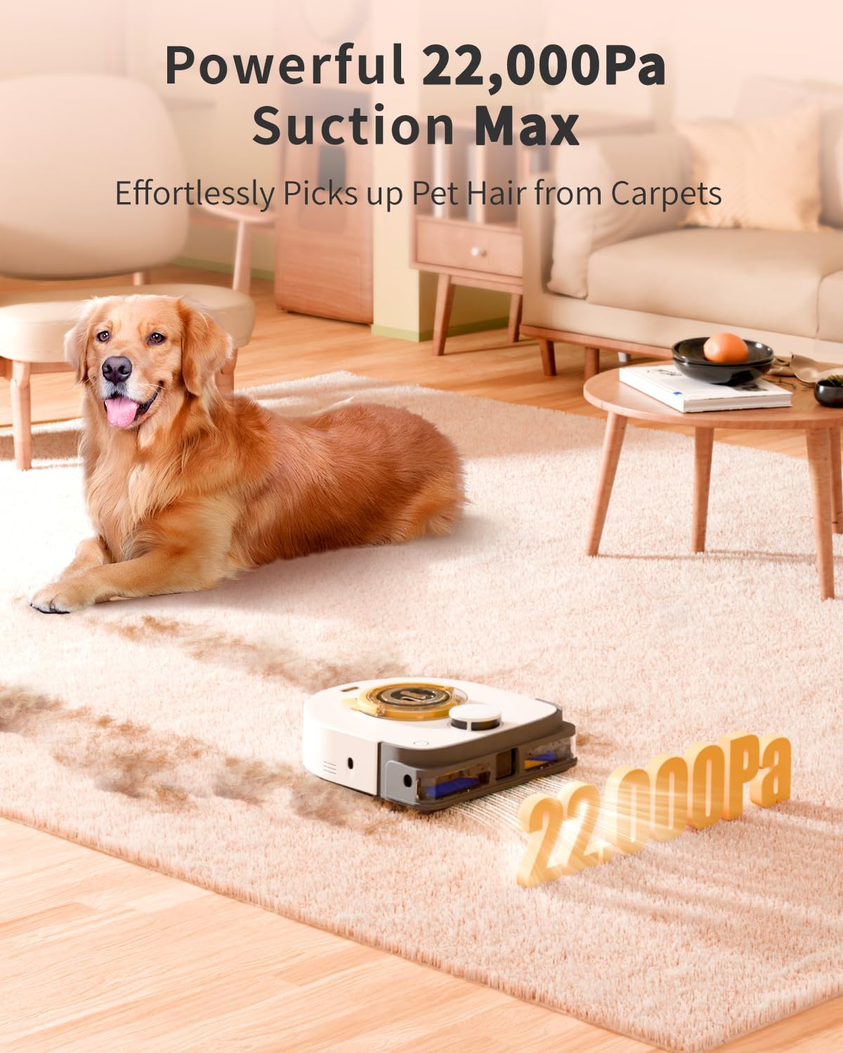 Robot Vacuum and Mop Combo Robotic Vacuum for Pet Hair, Robot Vacuum Cleaner Square Bagless Design, LiDAR Navigation, WiFi/APP Control, Self-Charging 22,000 Pa for Carpet Floor