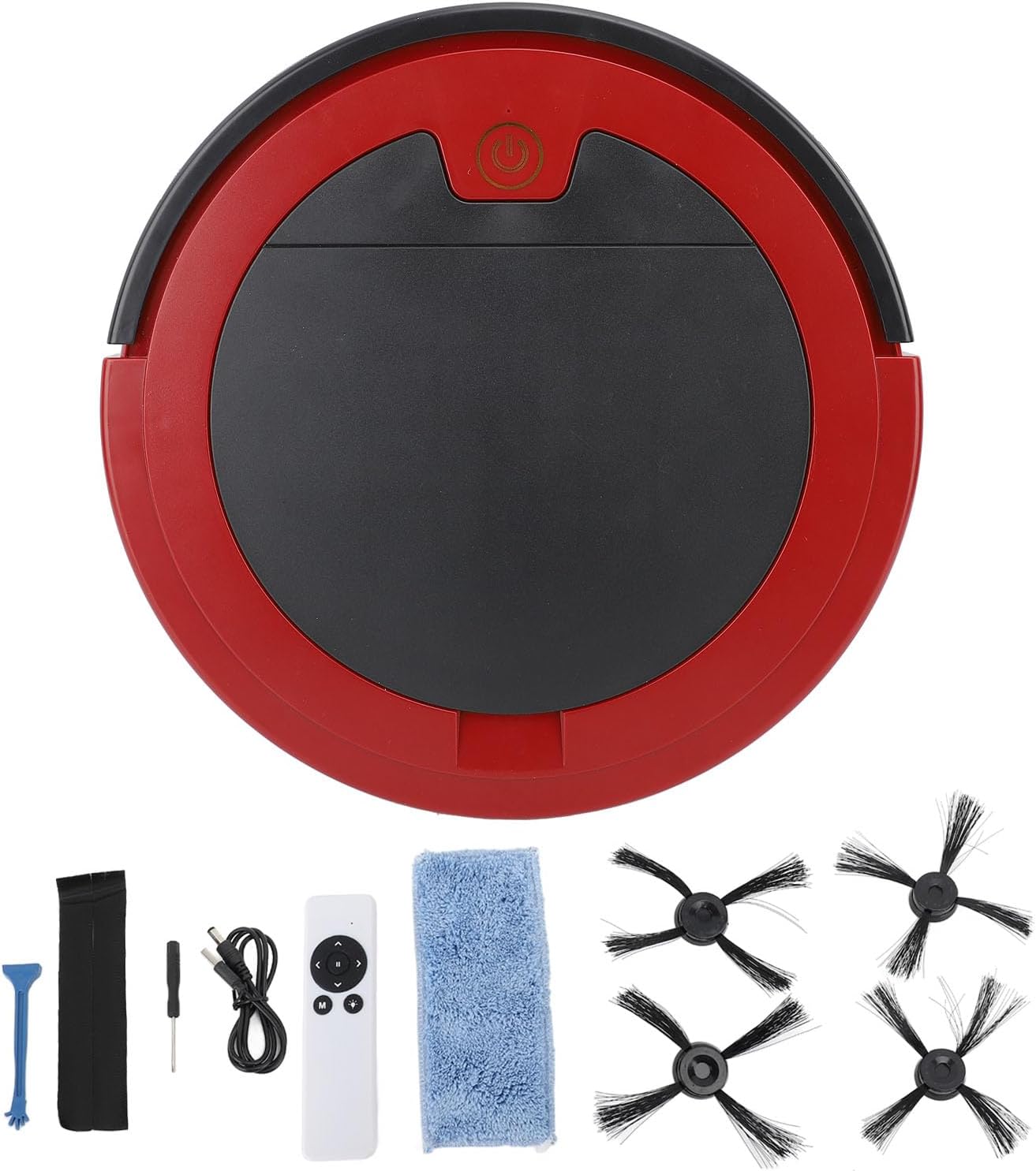 Ultra Quiet 3 in 1 Robot Vacuum with USB Rechargeable, Strong Suction, Automatic Obstacle Avoidance Ideal for Sweeping and Mopping Home Floors (Red)