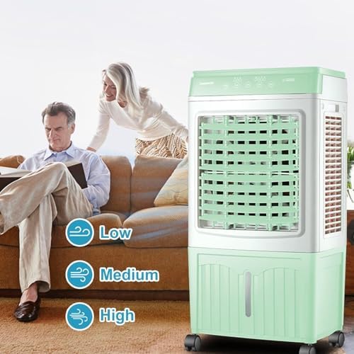 Swamp Cooler Air Conditioner, 3-IN-1 Evaporative Air Cooler with 11.8 Gal Water Tank, 3 Modes, 3 Speeds, Remote Control, 12H Timer for Bedroom & Office