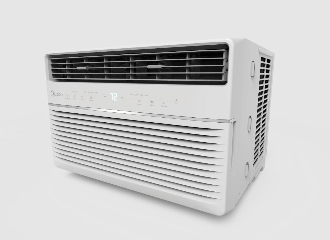 Midea 8,000 BTU DOE SmartCool Window Air Conditioner, for spaces up to 350 sq. ft., 3-in-1 technology: combines air conditioning, dehumidification - MAW08S1YWT (Renewed)