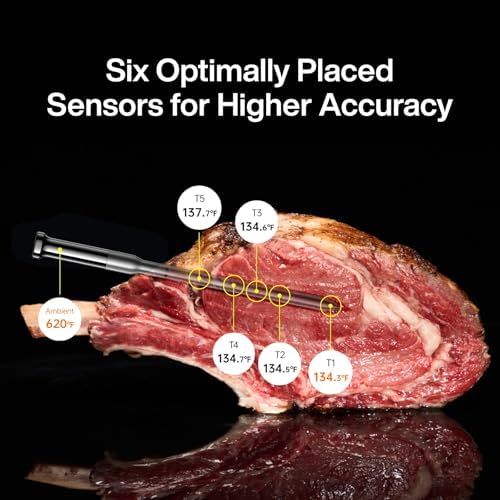 Typhur Sync Gold Wireless WiFi Meat Thermometer, 2 Slim Probes, 6 Sensors, 10x Stronger Signal, ±0.5℉ Accuracy, Smart Base Direct Setup, Reliable Reading Through Kamado Grill BBQ Oven Smoker Air Fryer