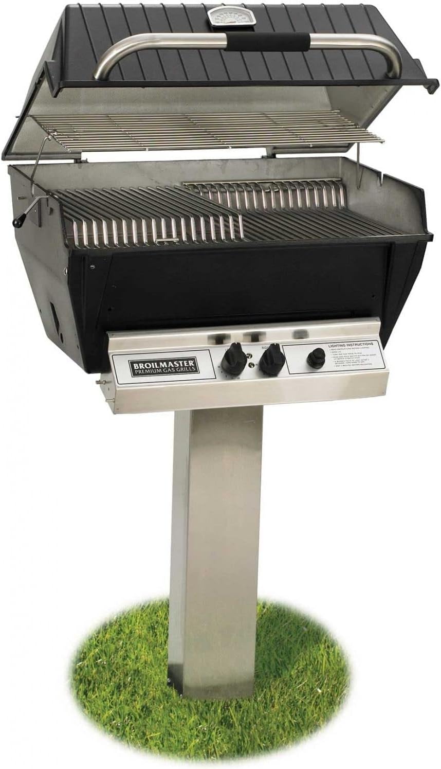 Broilmaster P3-XF Premium Propane Gas Grill On Stainless Steel In-Ground Post