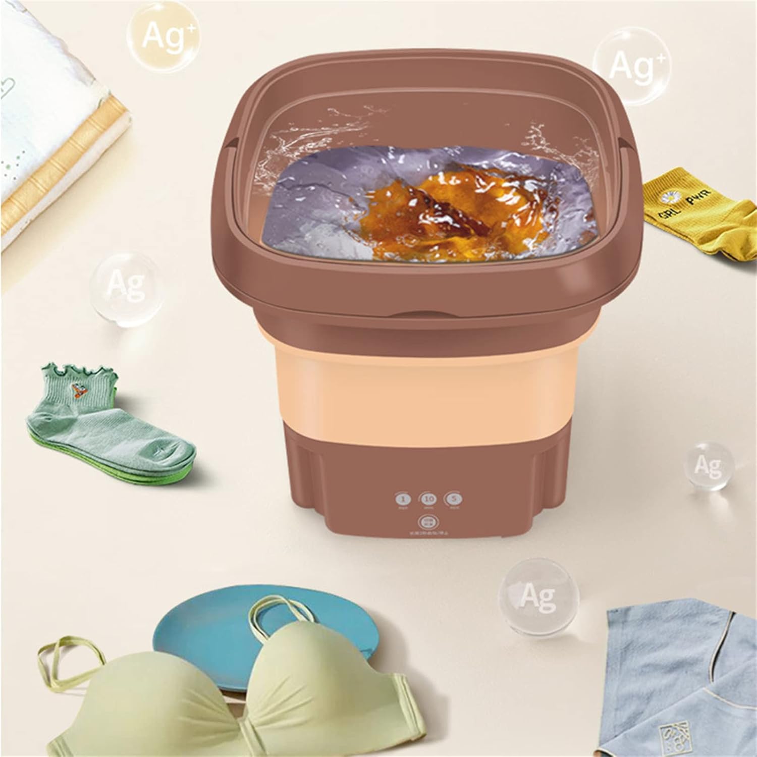 Portable Washing Machine,Foldable Mini Washing Machine,Small Washer for Baby Clothes, Underwear Or Small Items, Apartment, Dorm, Camping, RV Travel Laundry