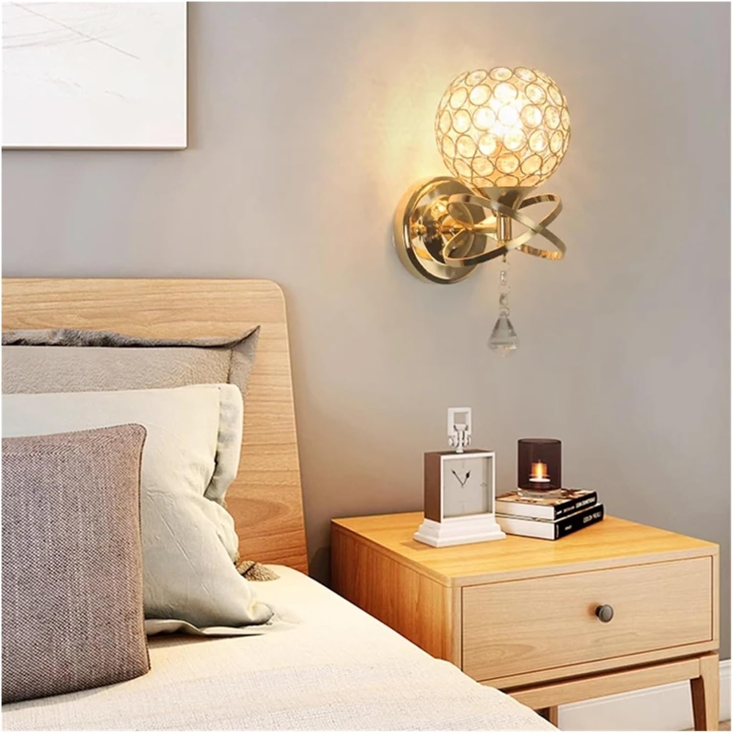 Modern Wall Lamp Crystal Sconce Light Fixture E27 Bedside Retro Industrial Home Living Room Bedroom Lighting Decor Luxury,Household