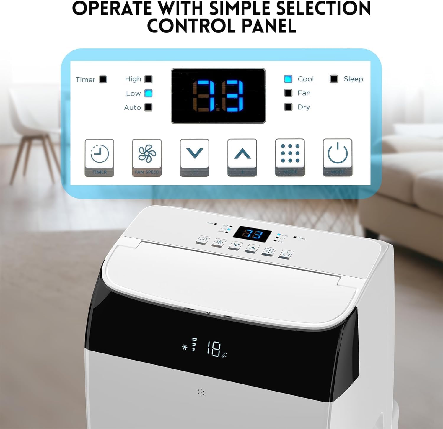 12,000 BTU Portable Air Conditioner for 550 Sq Ft - 3-In-1 AC Unit with Cooling, Dehumidifier & Fan Modes, Remote Control, 24H Timer, Installation Kit for Home, Office & Dorm