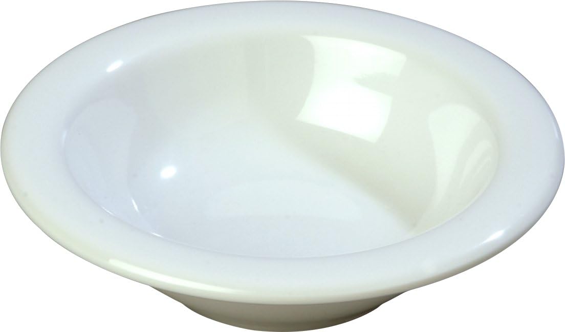 Carlisle FoodService Products Sierrus Reusable Plastic Bowl with Rim for Buffets, Restaurants, and Home, Melamine, 4.2 Ounces, White, (Pack of 48)