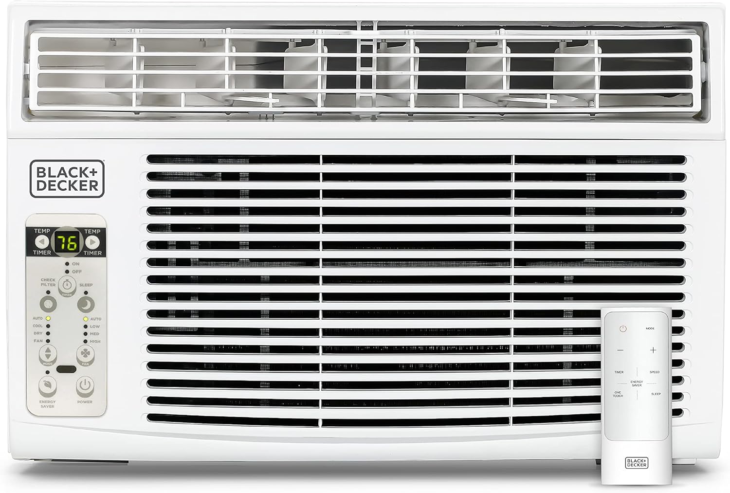 BLACK+DECKER Window Air Conditioner 8000 BTU, AC Window Unit Cools Up to 350 Square Feet, Window AC Unit with Remote Control, 3 Cooling Speeds and Fan Only Function, BD08WT6, White