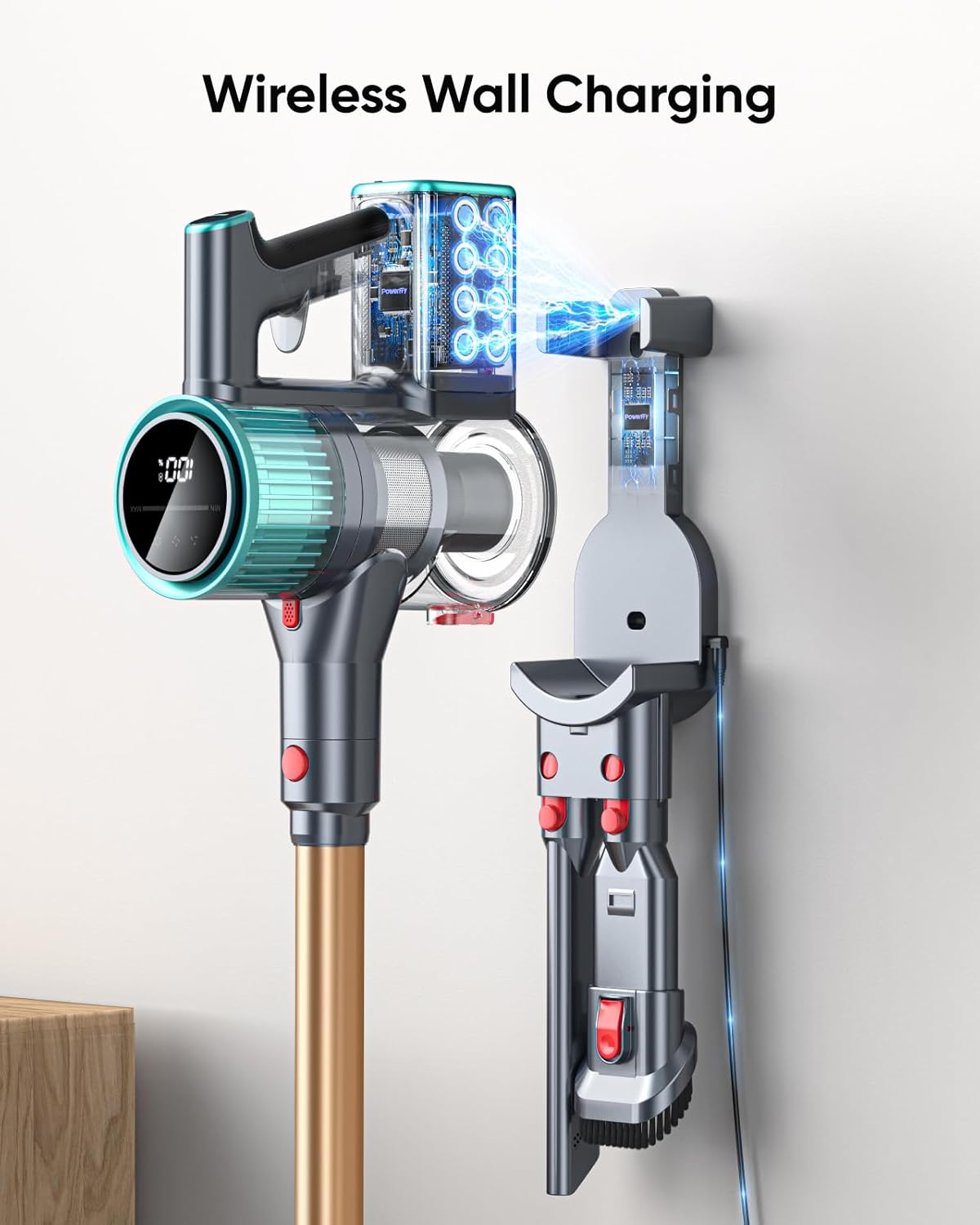 Cordless Vacuum Cleaner, 50Kpa 600W Vacuum Cleaner for Home, 60Mins(Eco) Stick Vacuum Cordless Rechargeable Self-Standing, Wall Mount Charging Hand Vacuum for Carpet Pet Hair Hardwood Floor