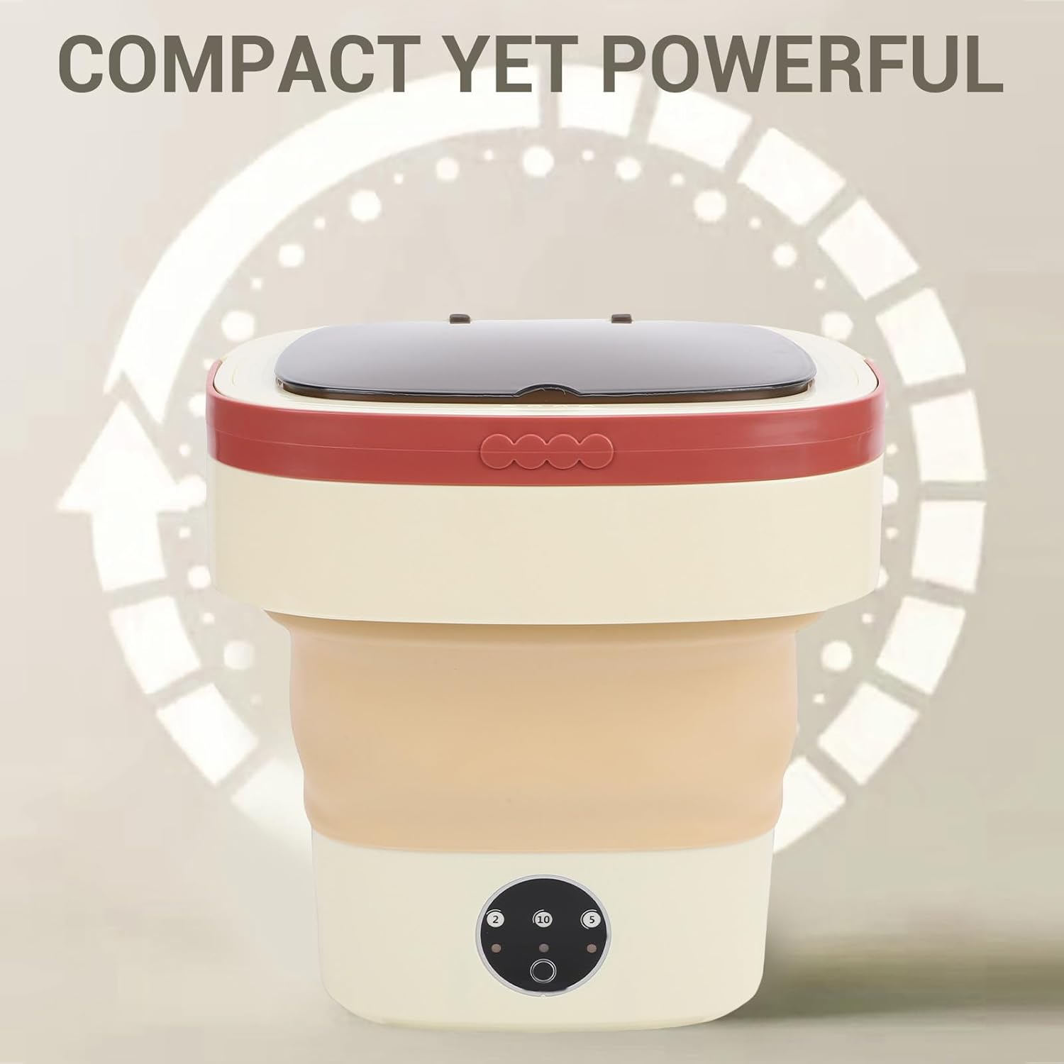 Fockety Portable Washing Machine 8L, Foldable Mini Washer with 3 Modes and Spinning Drying, Compact Laundry for Underwear Socks Baby Clothes, Apartment Dorm Travel Camping (Khaki)