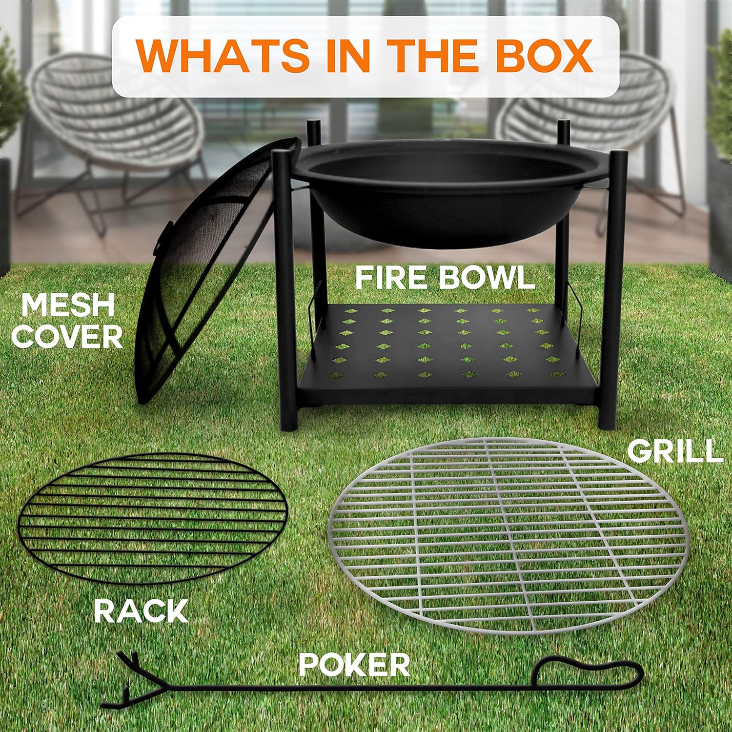 SereneLife Outdoor Wood Fire Pit - 26