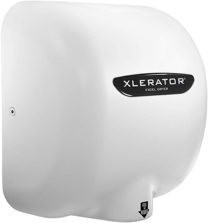 XLERATOR XL-BW Automatic High Speed Hand Dryer with White Thermoset (BMC)Cover and 1.1 Noise Reduction Nozzle, 12.5 A, 110/120 V
